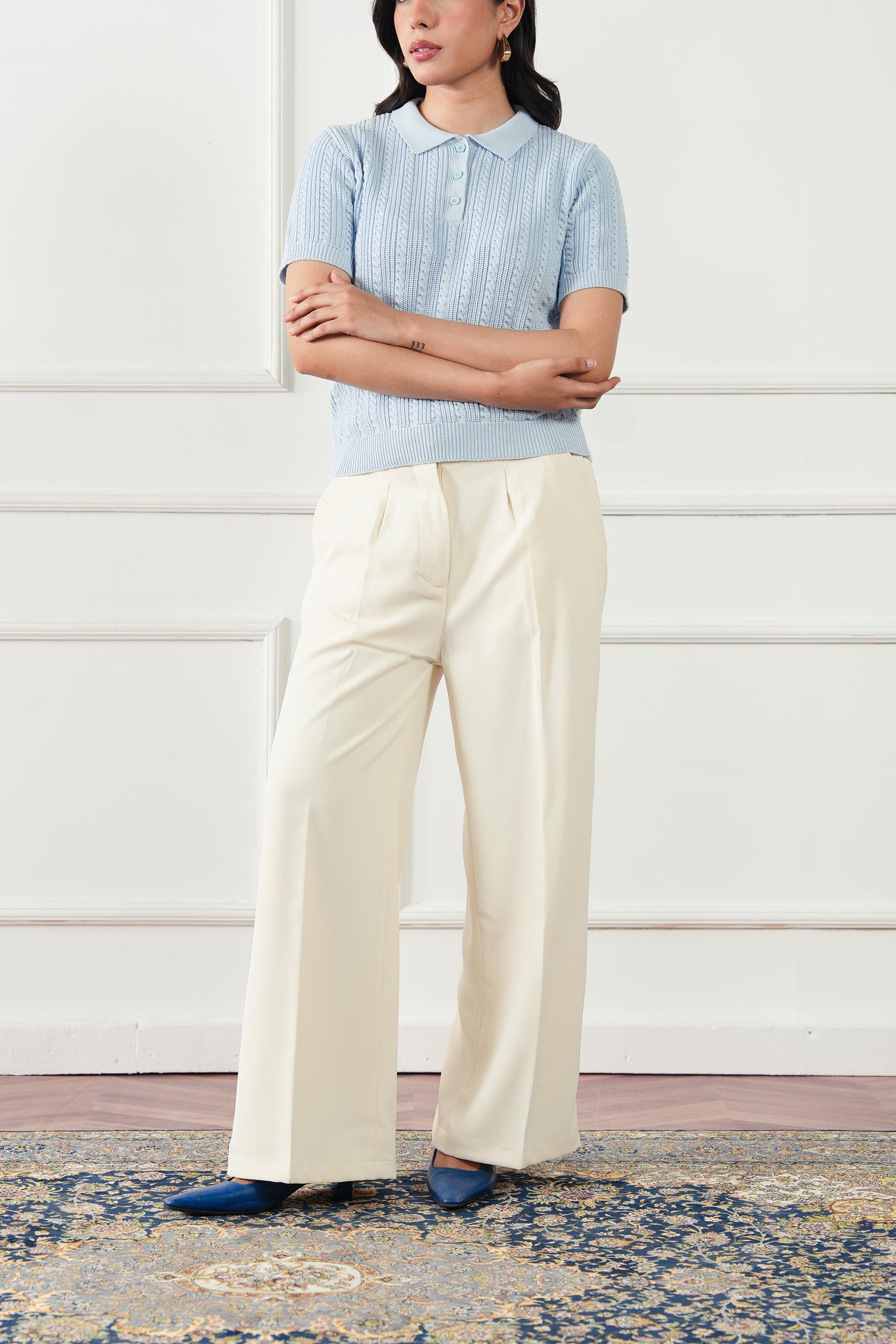 Cable Knit Polo Shirt (WKP-01)