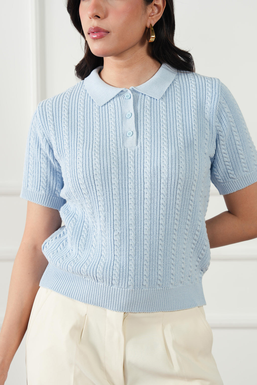 Cable Knit Polo Shirt (WKP-01)