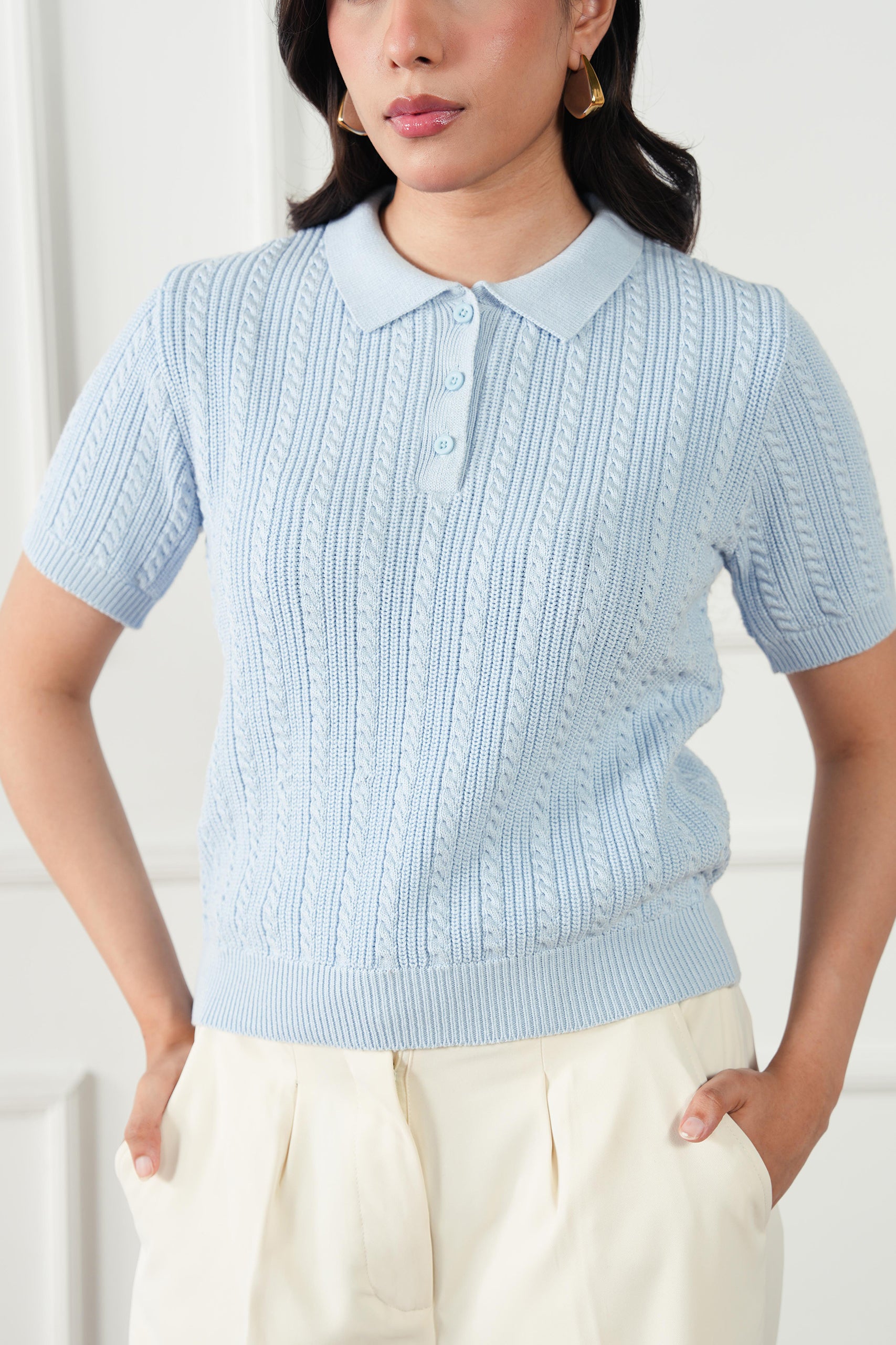 Cable Knit Polo Shirt (WKP-01)