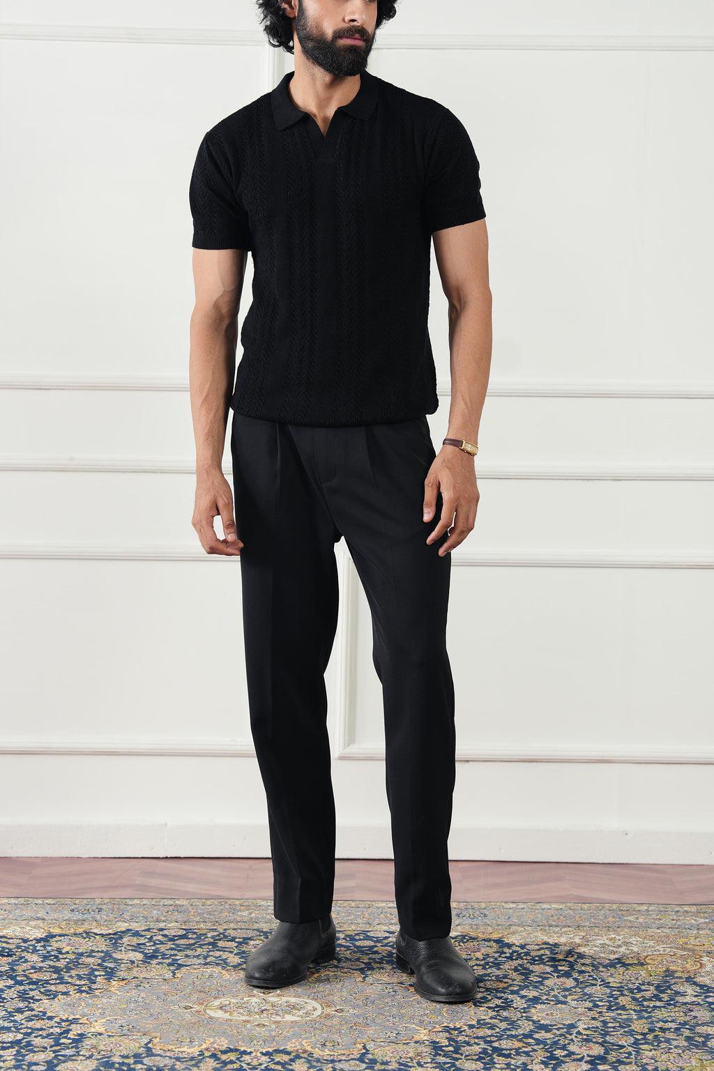 Striped Knit Polo Shirt (MKP-04)