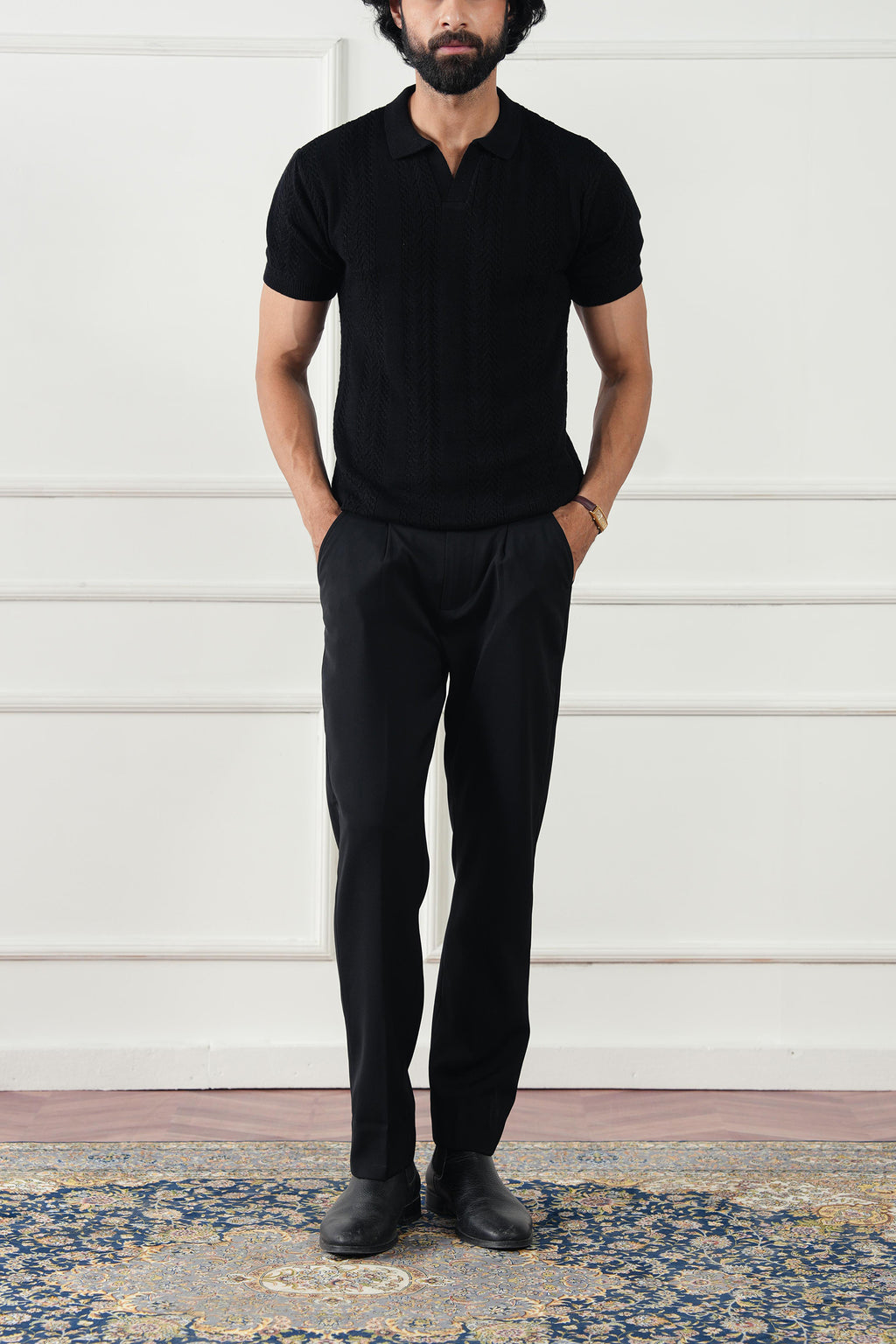 Striped Knit Polo Shirt (MKP-04)