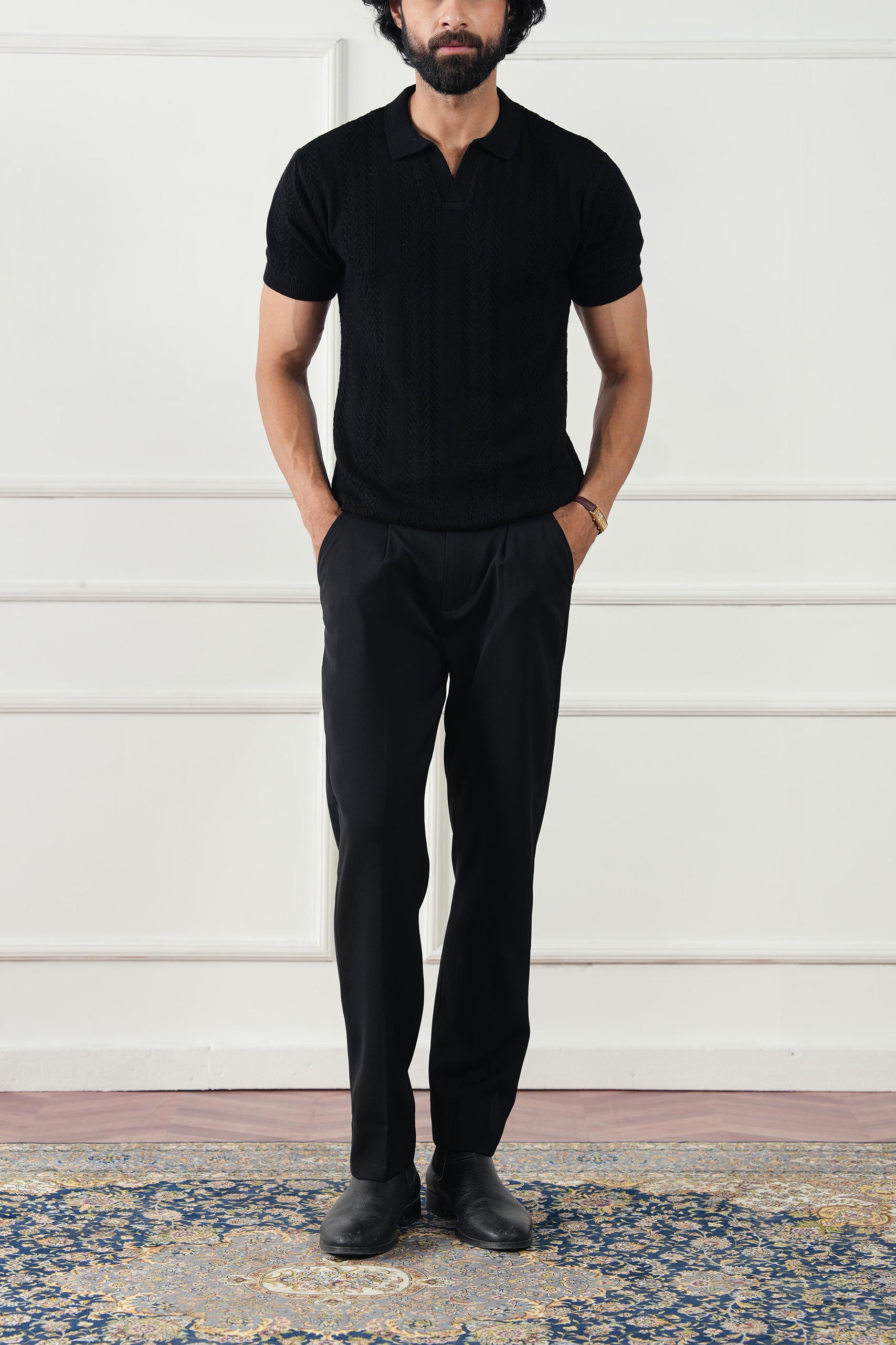 Striped Knit Polo Shirt (MKP-04)