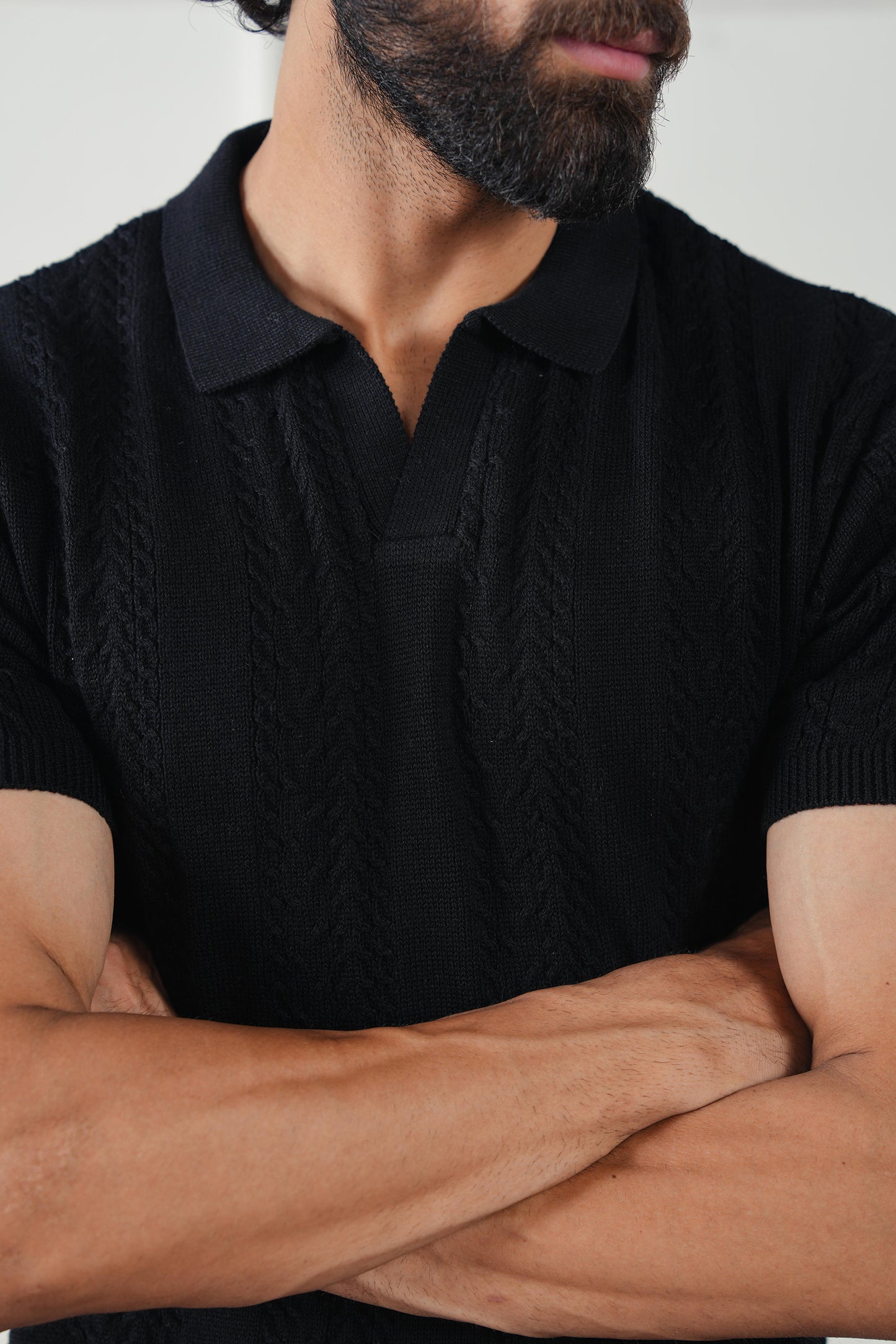 Striped Knit Polo Sweater (MKP-04)