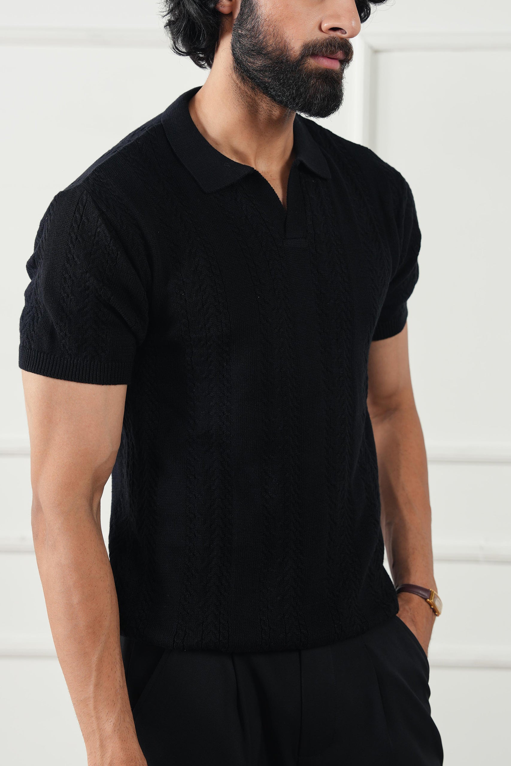 Striped Knit Polo Shirt (MKP-04)