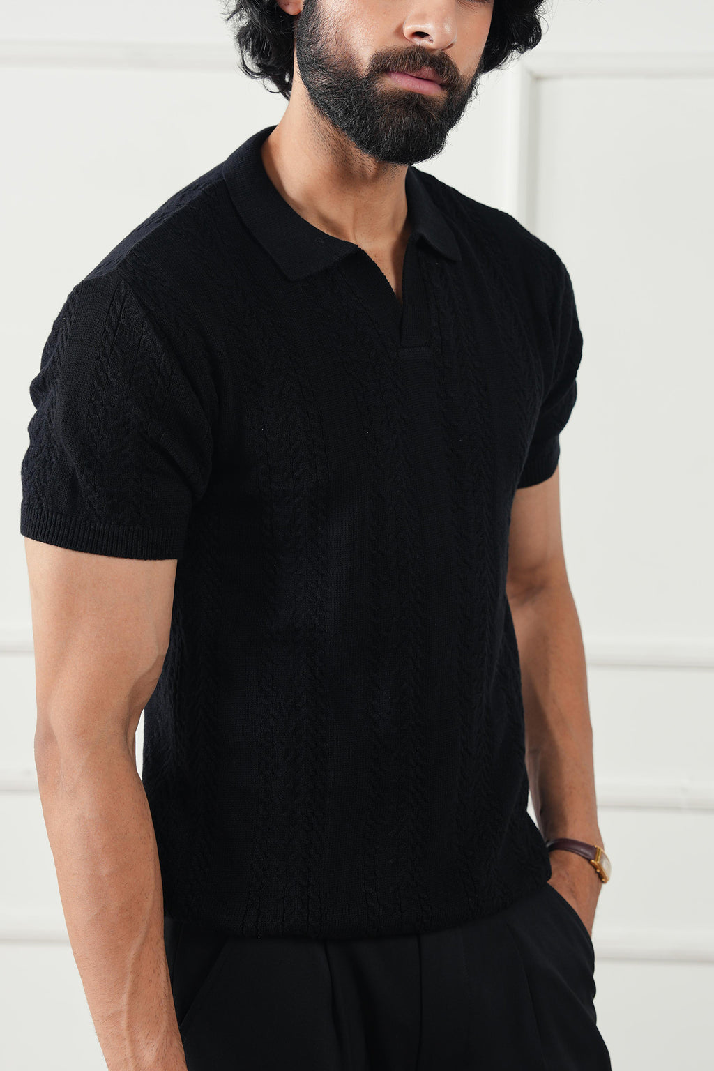 Striped Knit Polo Shirt (MKP-04)
