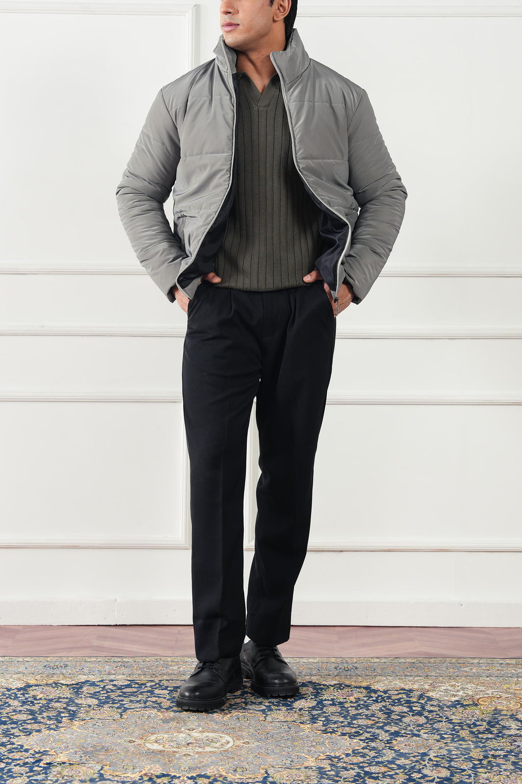 Rib Knit Polo Sweater (MKP-19)