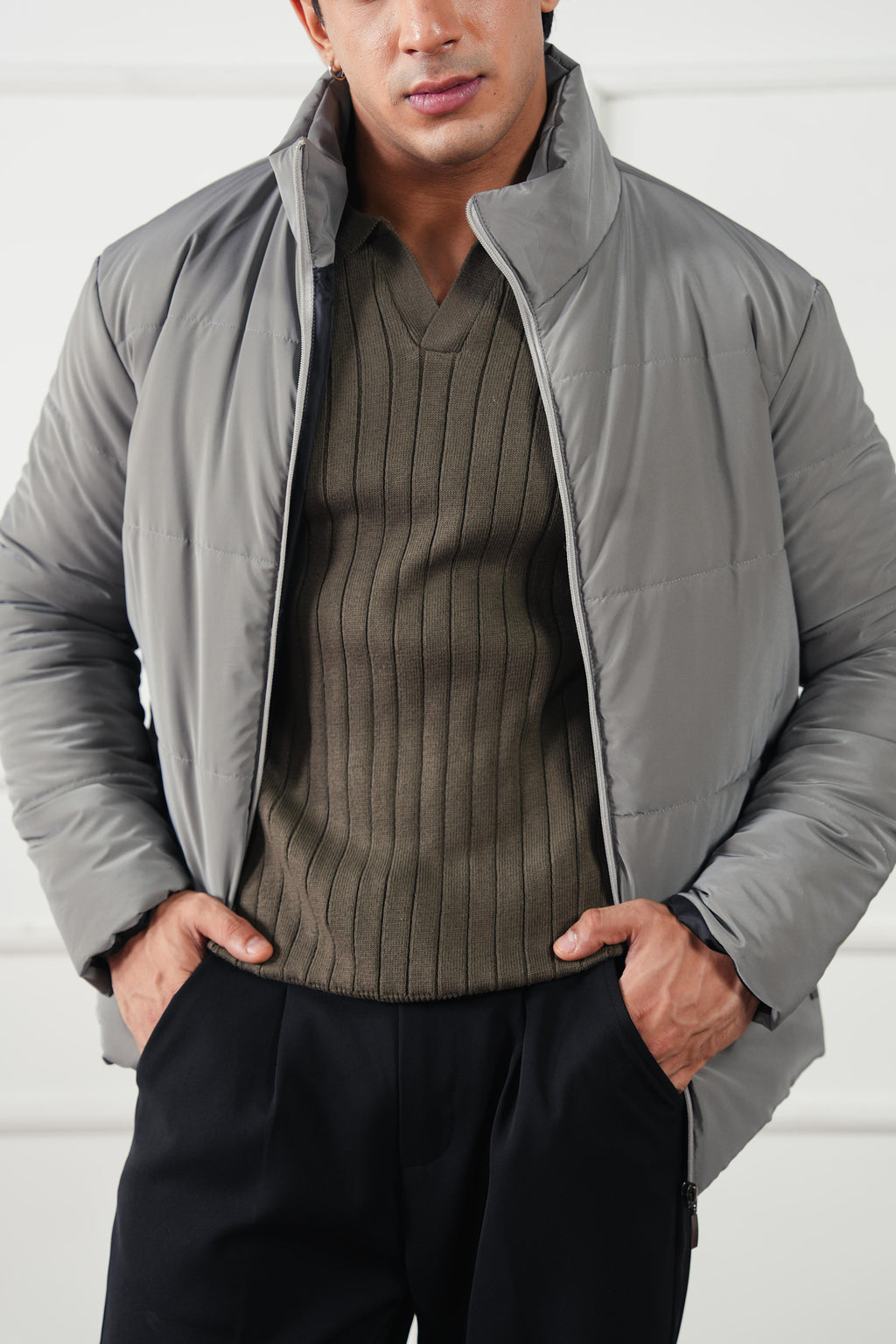 Rib Knit Polo Sweater (MKP-19)