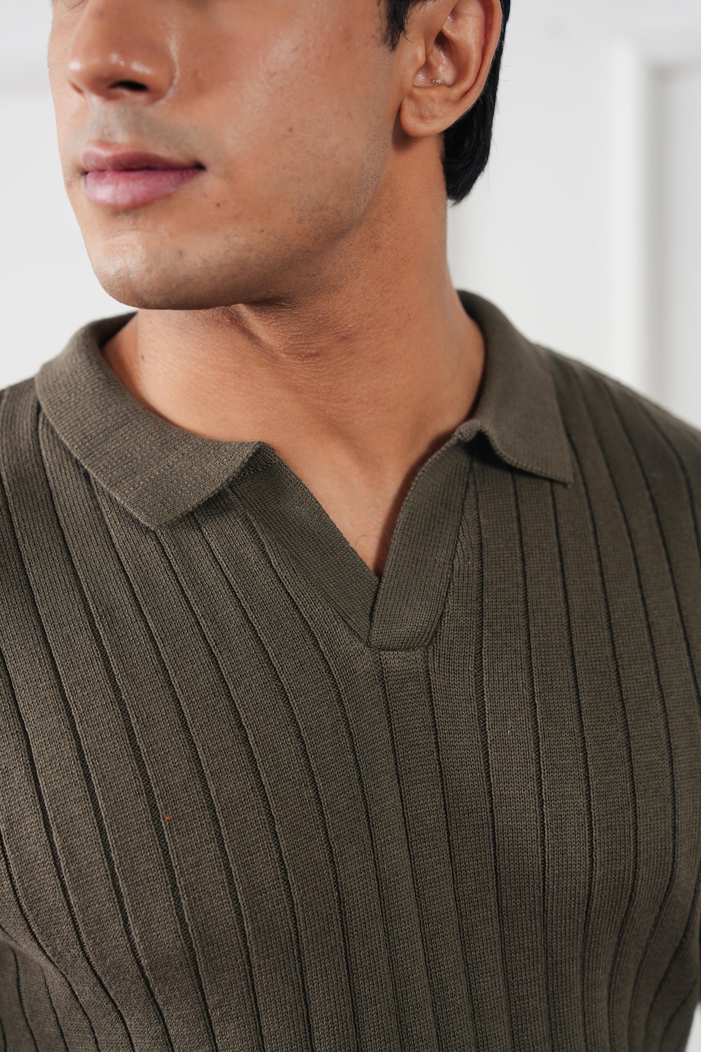 Rib Knit Polo Sweater (MKP-19)