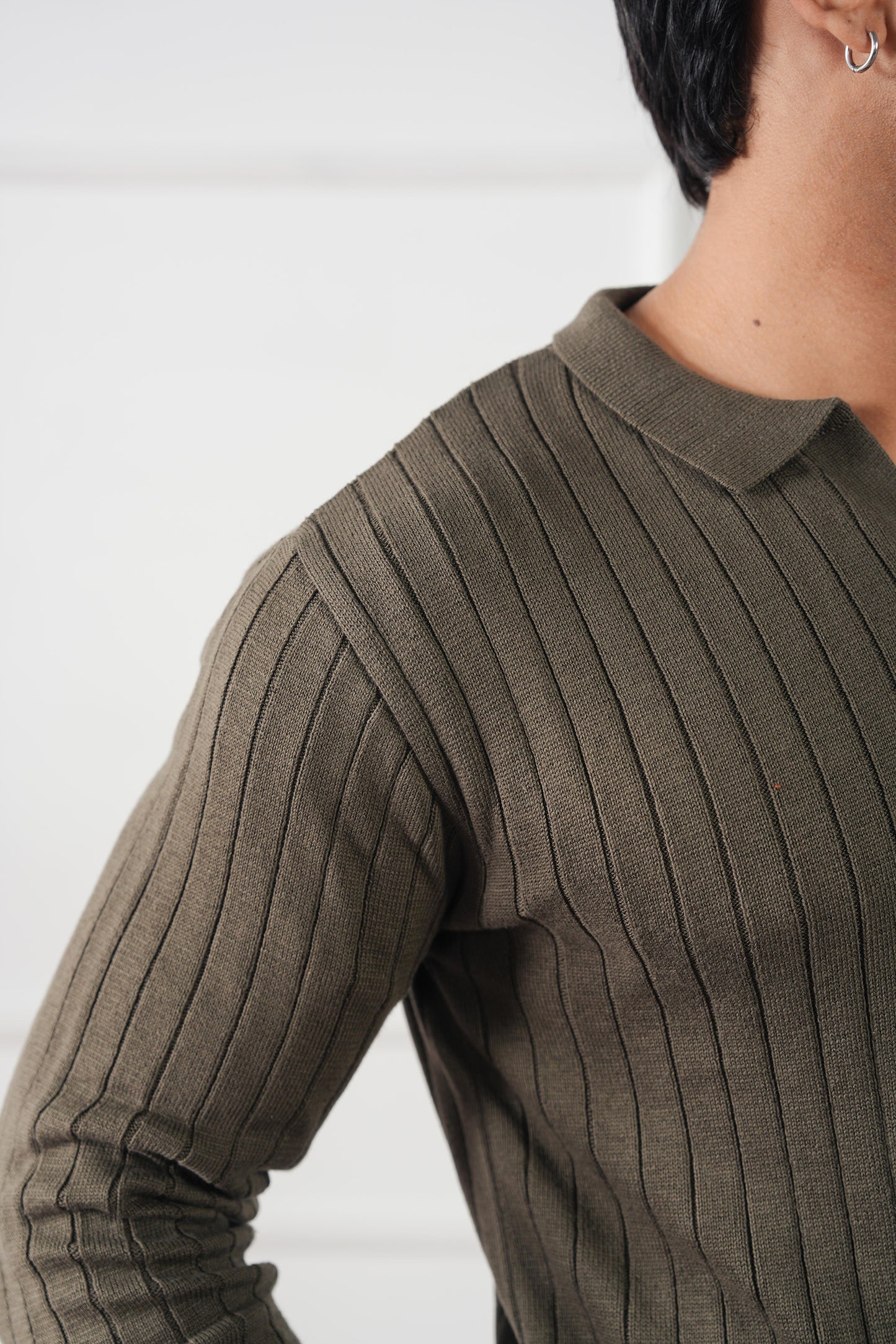 Rib Knit Polo Sweater (MKP-19)