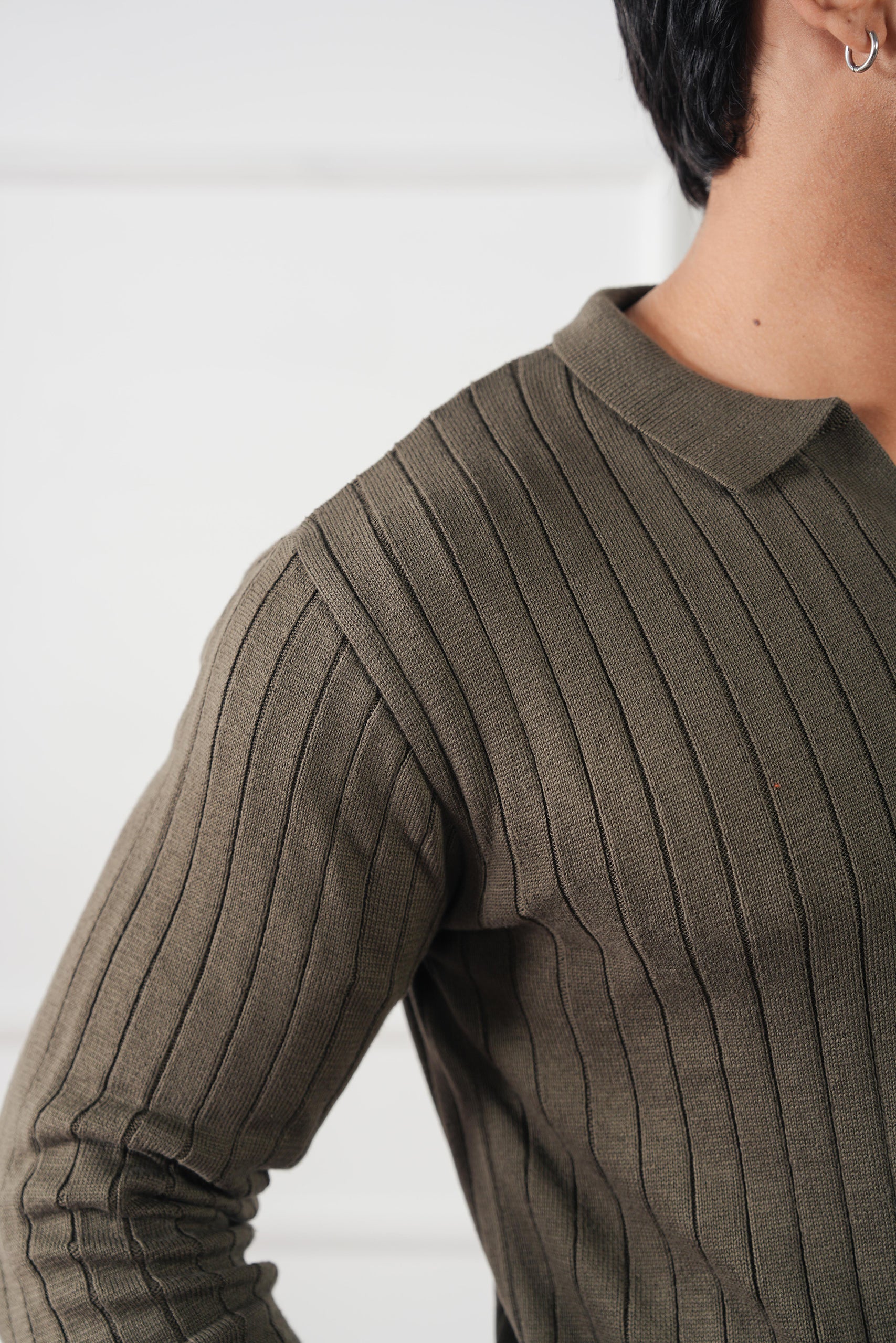Rib Knit Polo Sweater (MKP-19)
