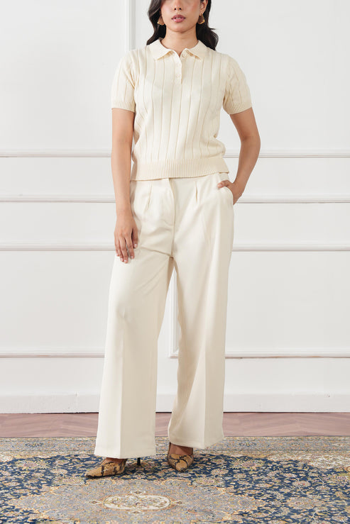 Cream Polo Shirt for Women