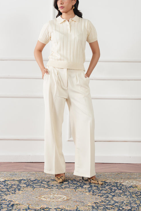 Cream Polo Shirt for Women