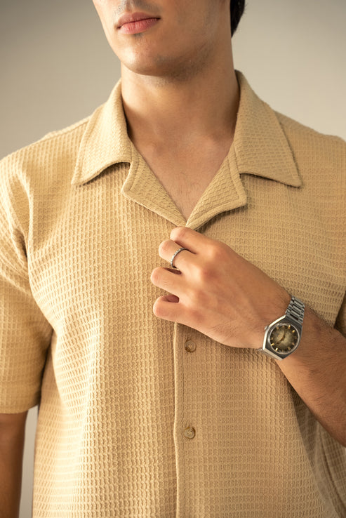 Beige Casual Shirt for Men
