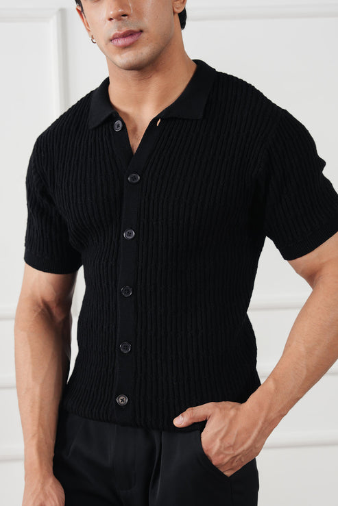 Jet black Casual Shirt for Men