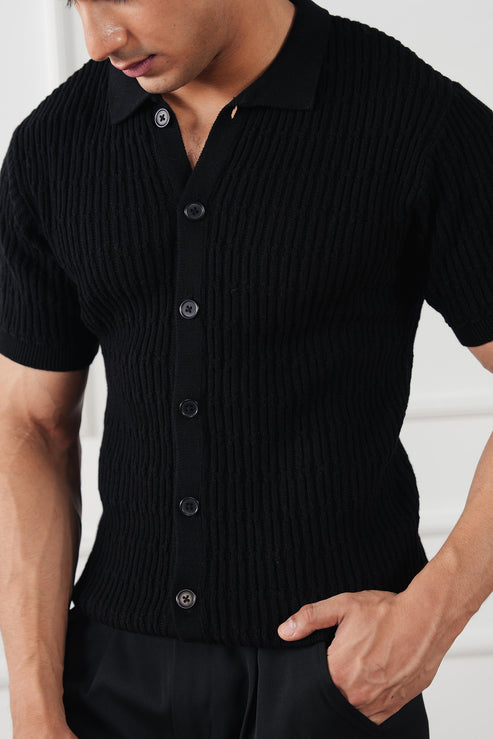 Jet black Casual Shirt for Men