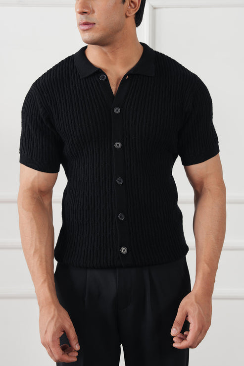 Jet black Casual Shirt for Men