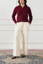 Cable Knit Zip Sweater (WKZ-01)