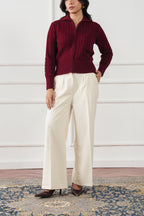 Cable Knit Zip Sweater (WKZ-01)