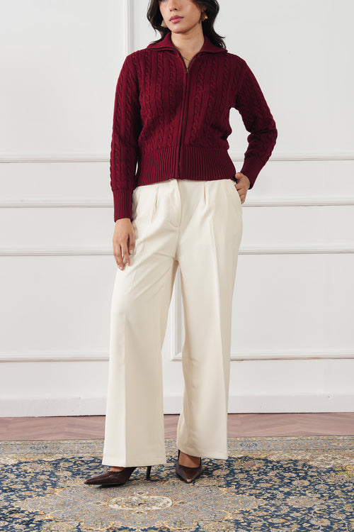 Cable Knit Zip Sweater (WKZ-01)