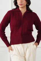 Cable Knit Zip Sweater (WKZ-01)