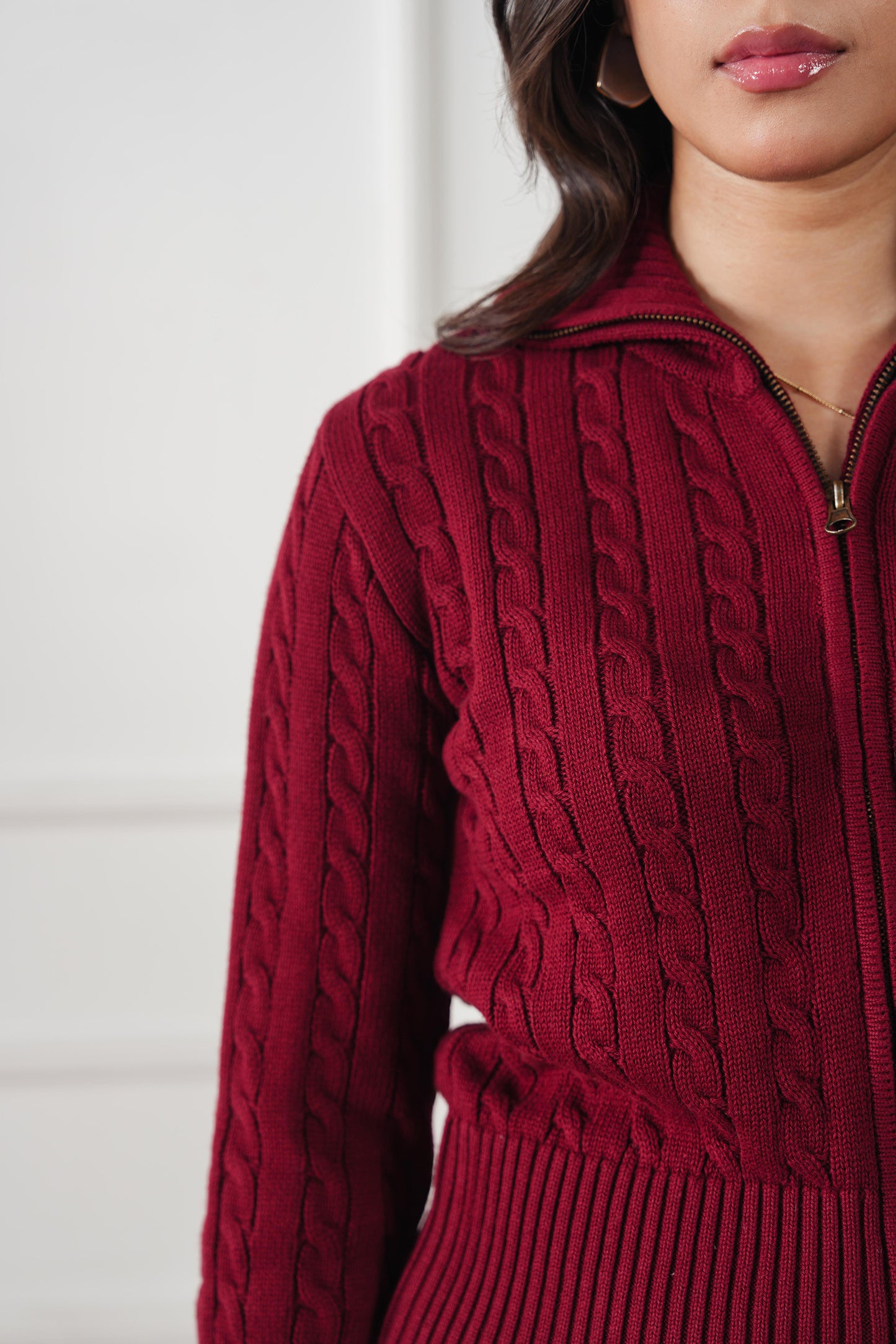 Cable Knit Zip Sweater (WKZ-01)