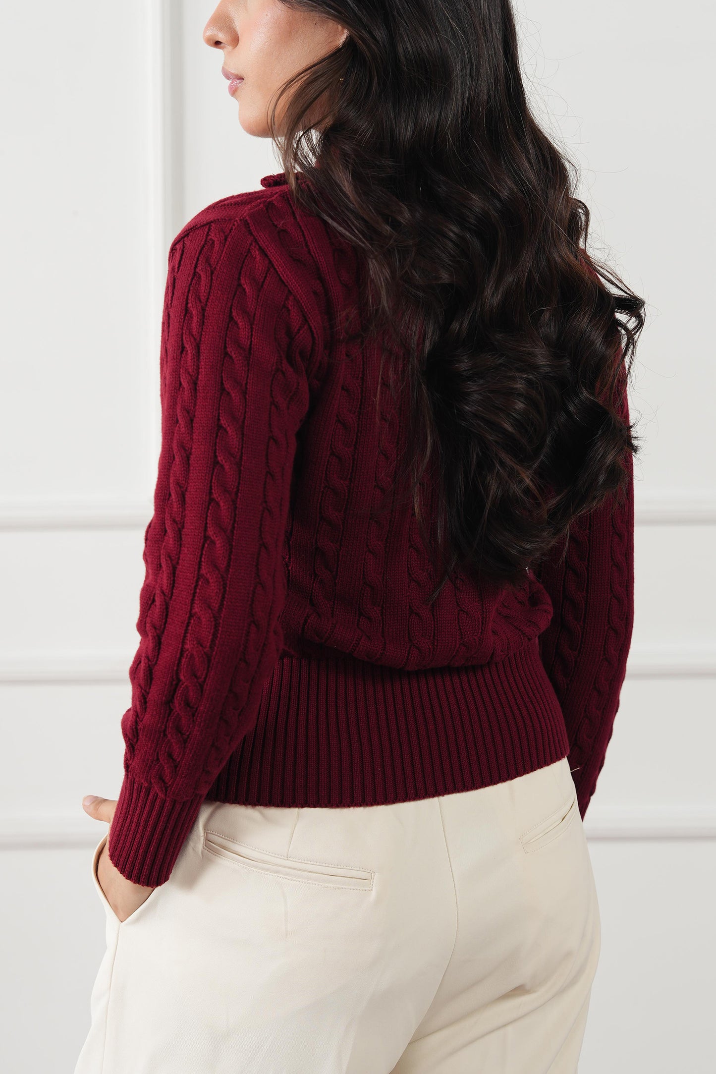 Cable Knit Zip Sweater (WKZ-01)
