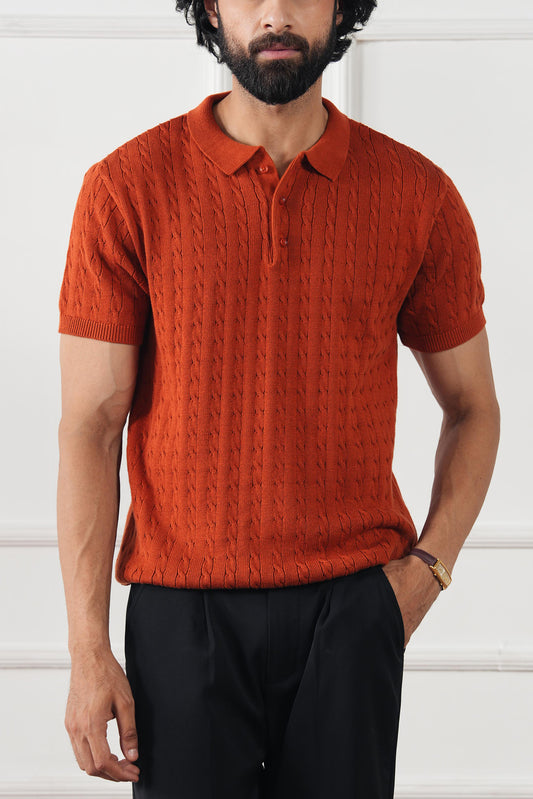 Cable Knit Polo Sweater (MKP-05)