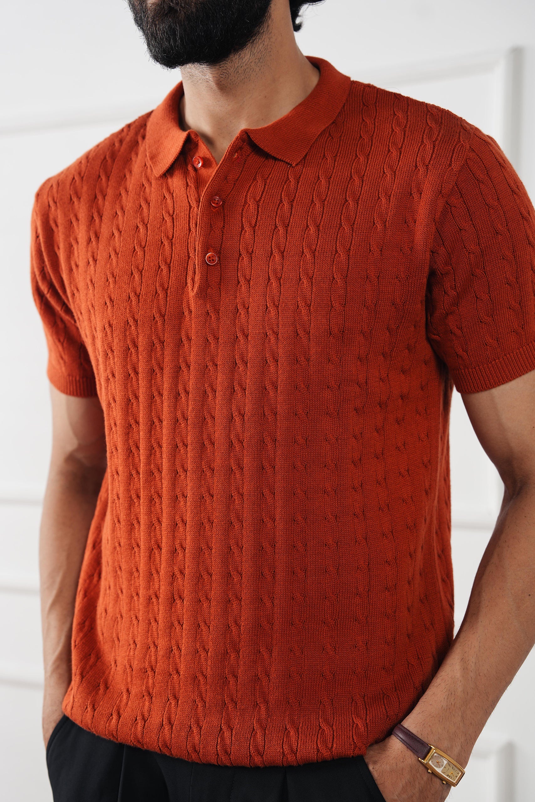 Cable Knit Polo Shirt (MKP-05) – Avant Garde