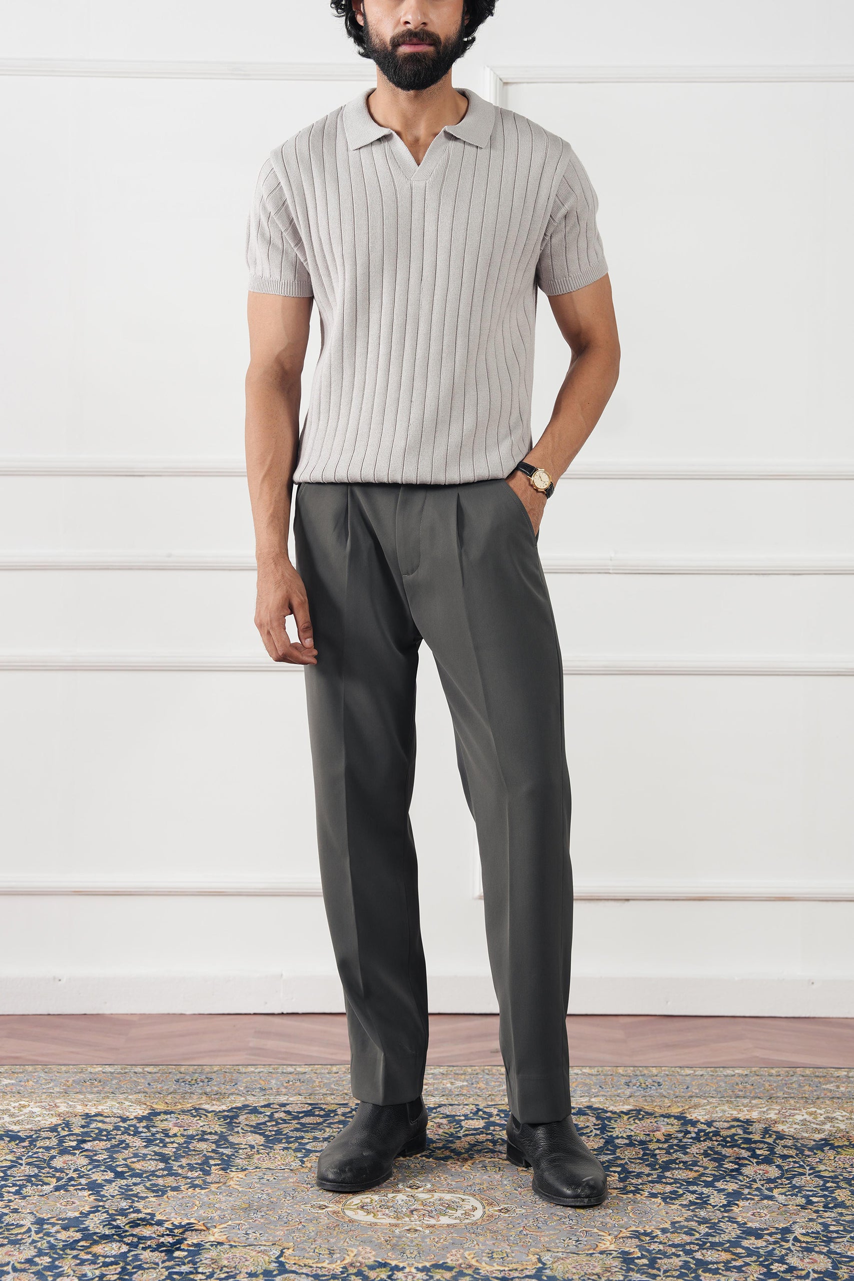Rib Knit Polo Shirt (MKP-10)