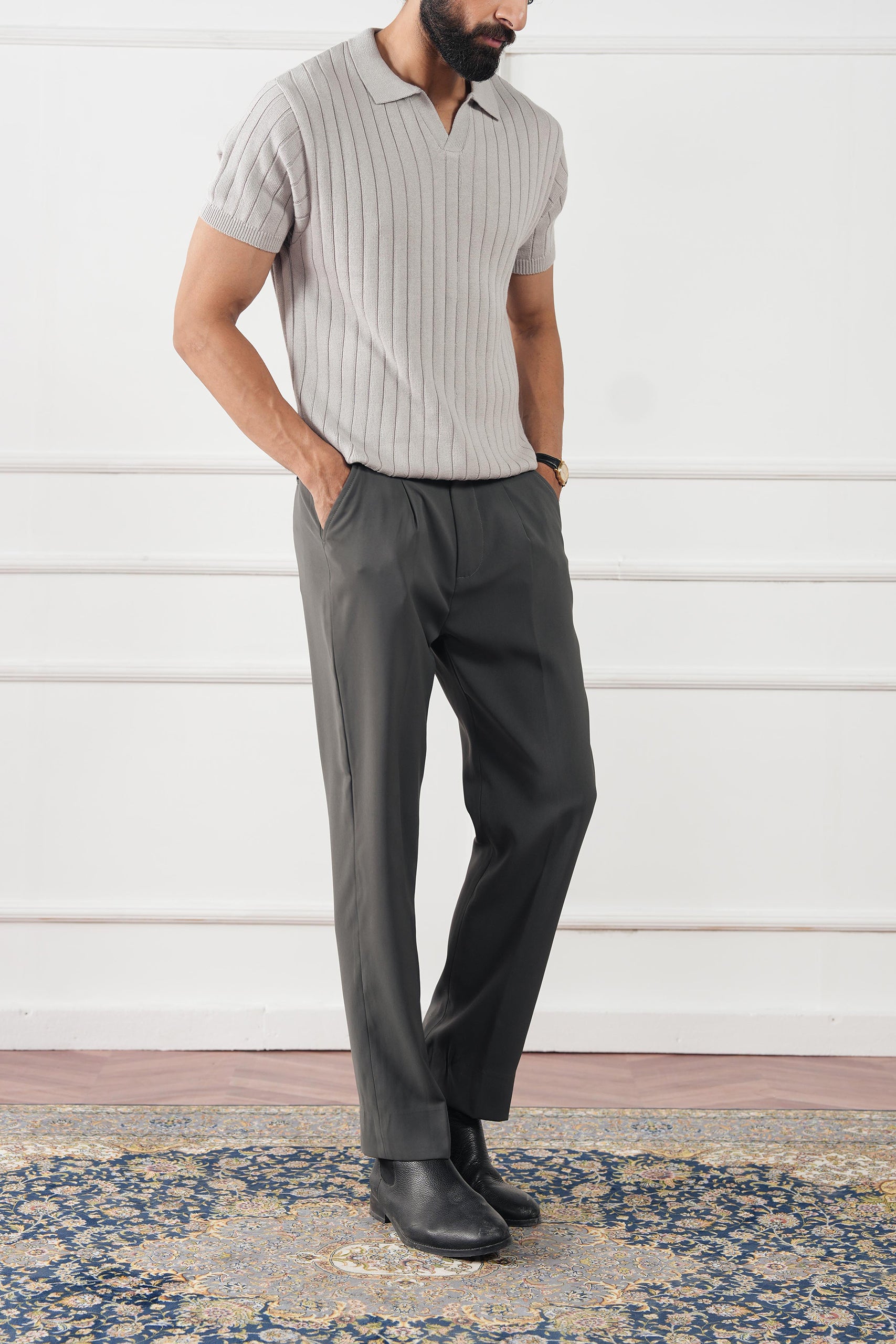 Rib Knit Polo Shirt (MKP-10)