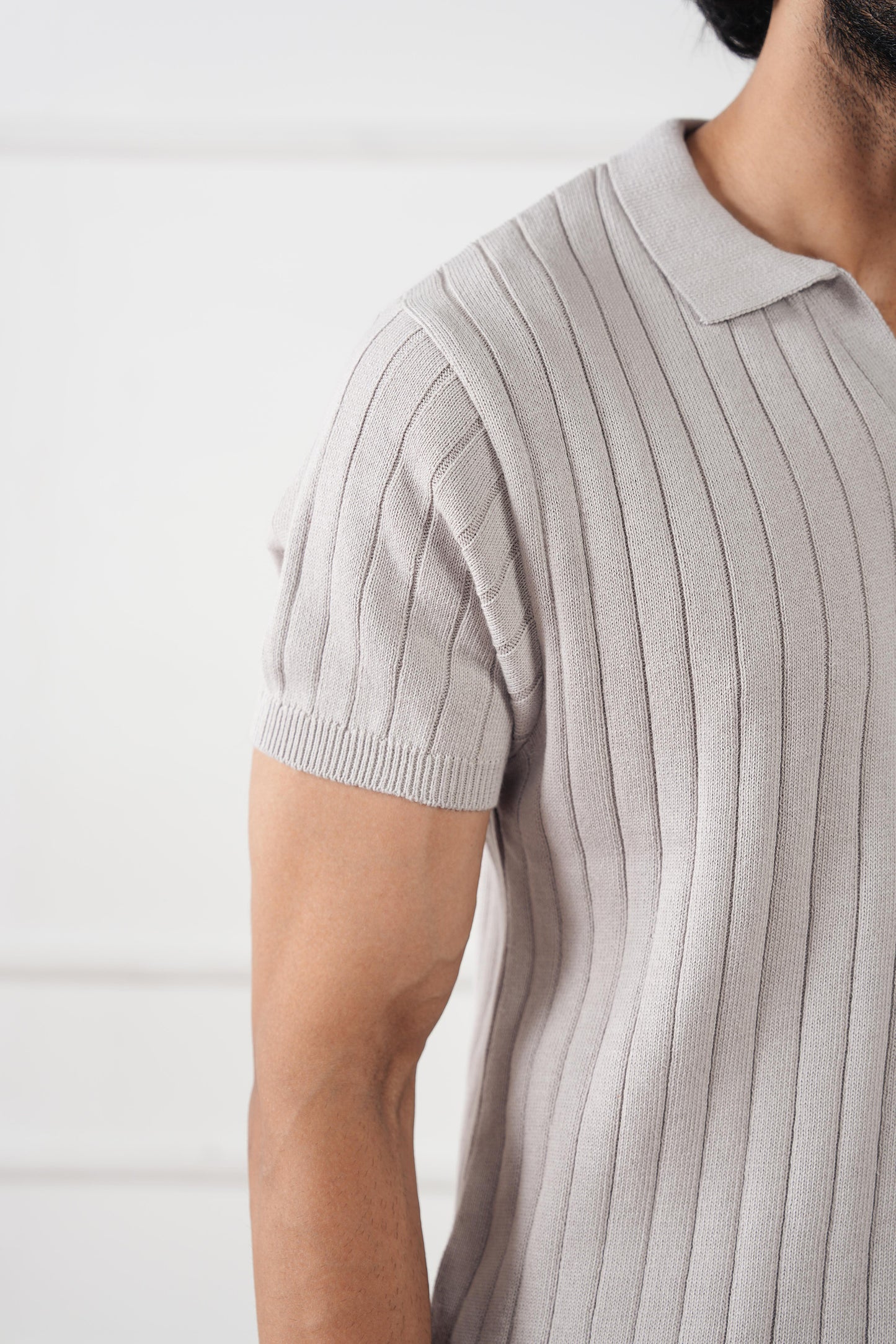 Rib Knit Polo Sweater (MKP-10)