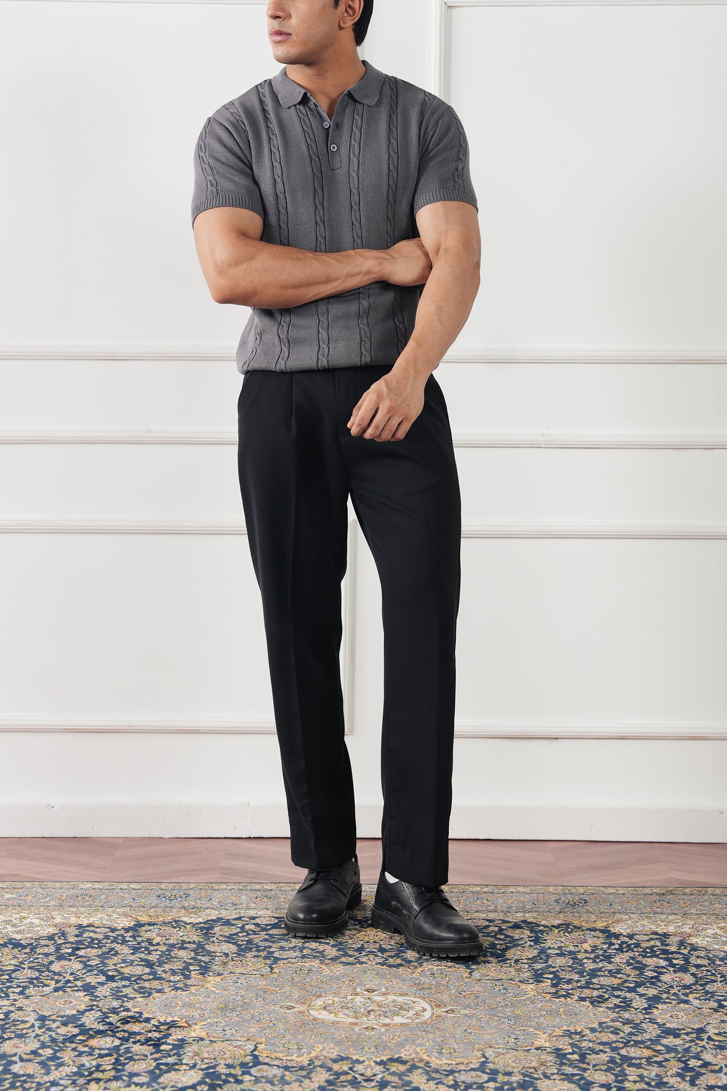 Cable Knit Polo Sweater (MKP-02)