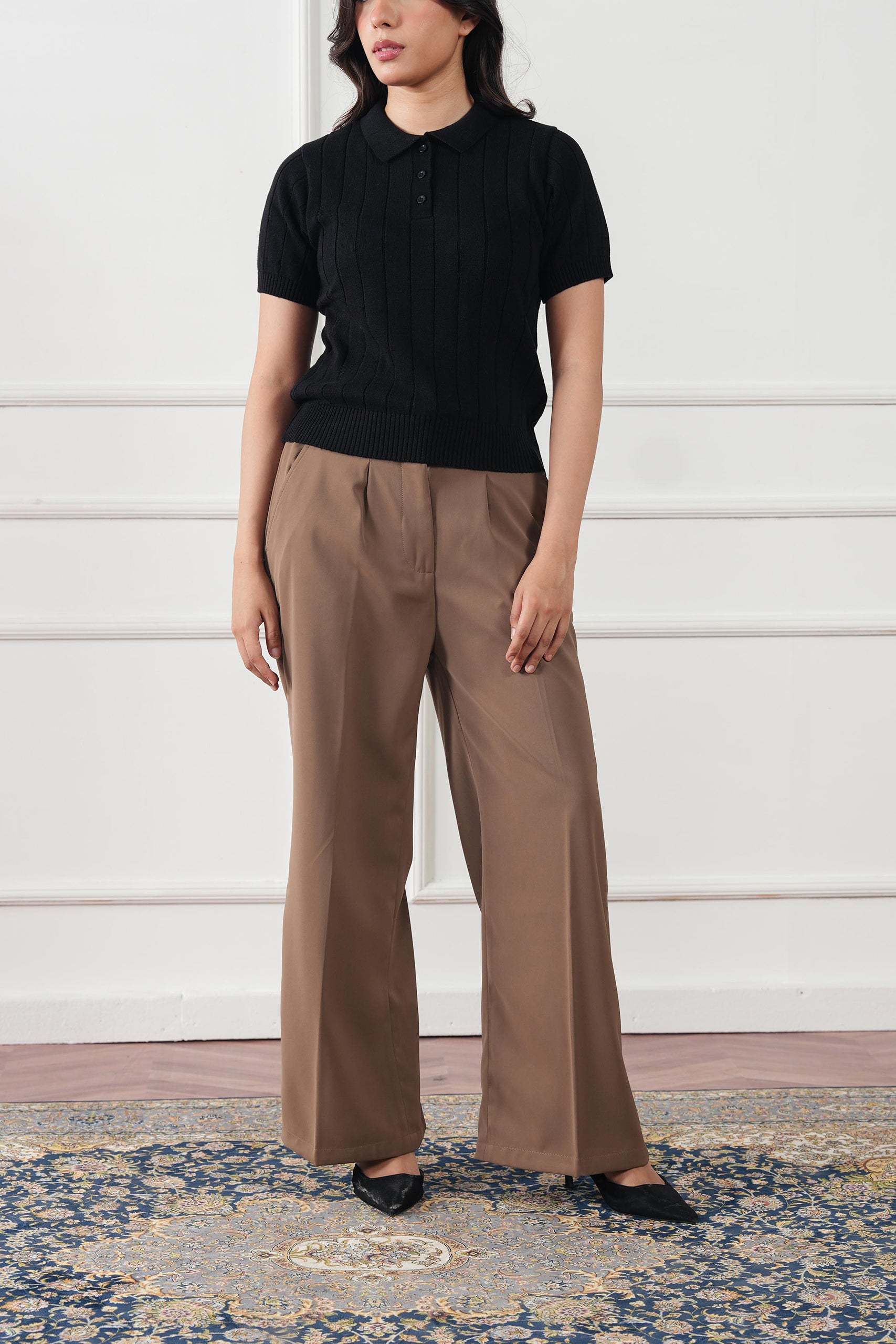 Drop Needle Knit Polo Shirt (WKP-04)