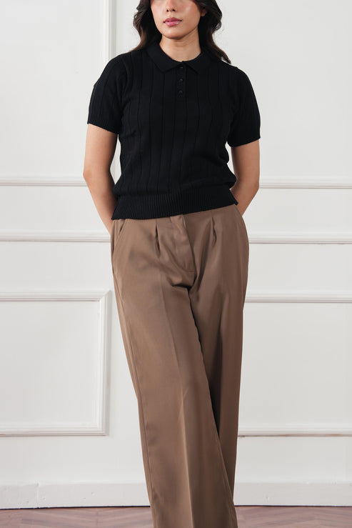 Jet black Polo Shirt for Women