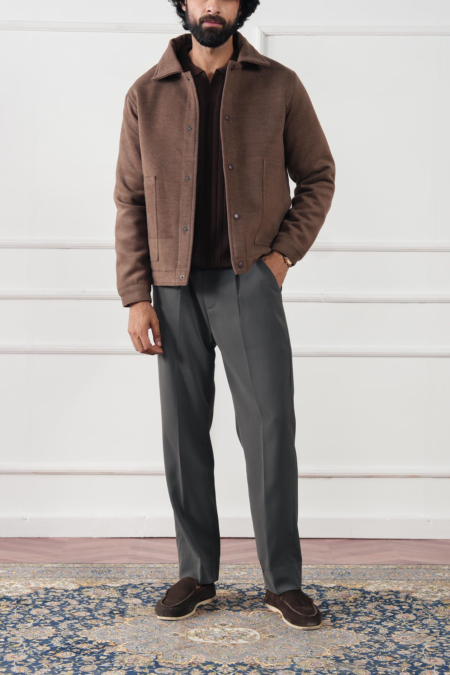 Rib Knit Polo Sweater (MKP-09)