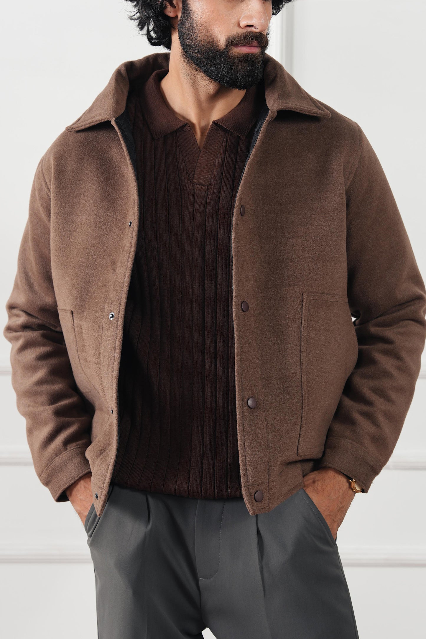 Rib Knit Polo Sweater (MKP-09)