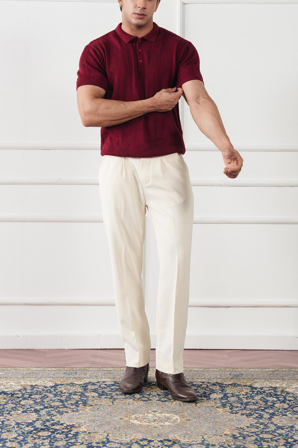 Cable Knit Polo Shirt (MKP-08)