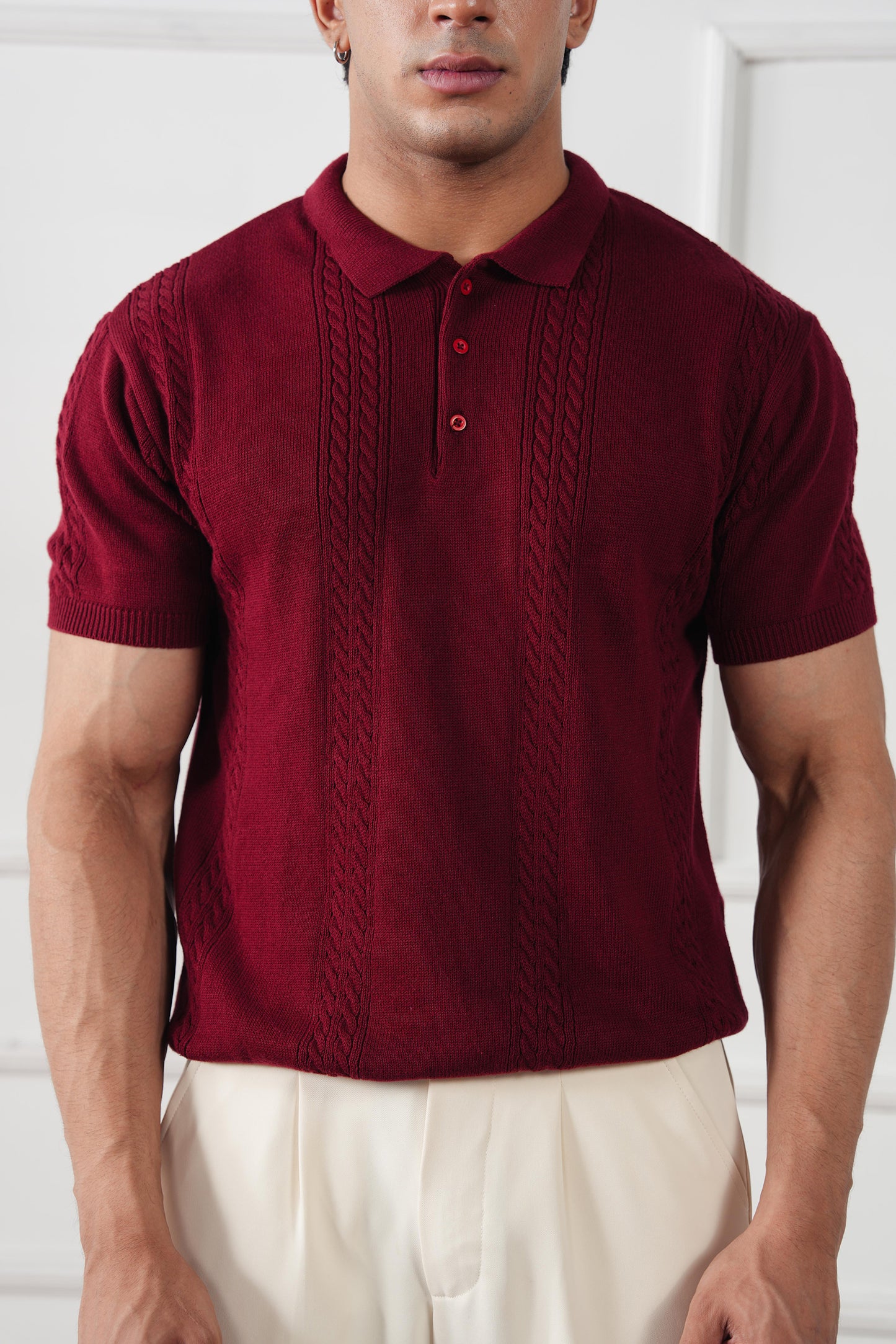 Cable Knit Polo Sweater (MKP-08)