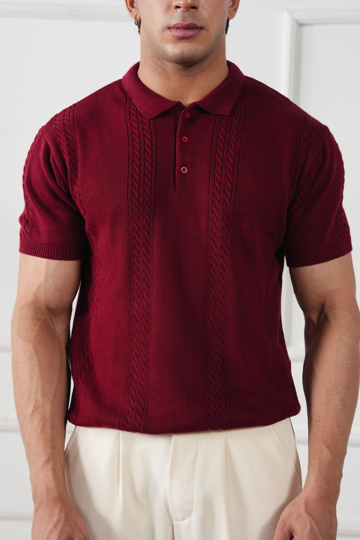 Cable Knit Polo Shirt (MKP-08)