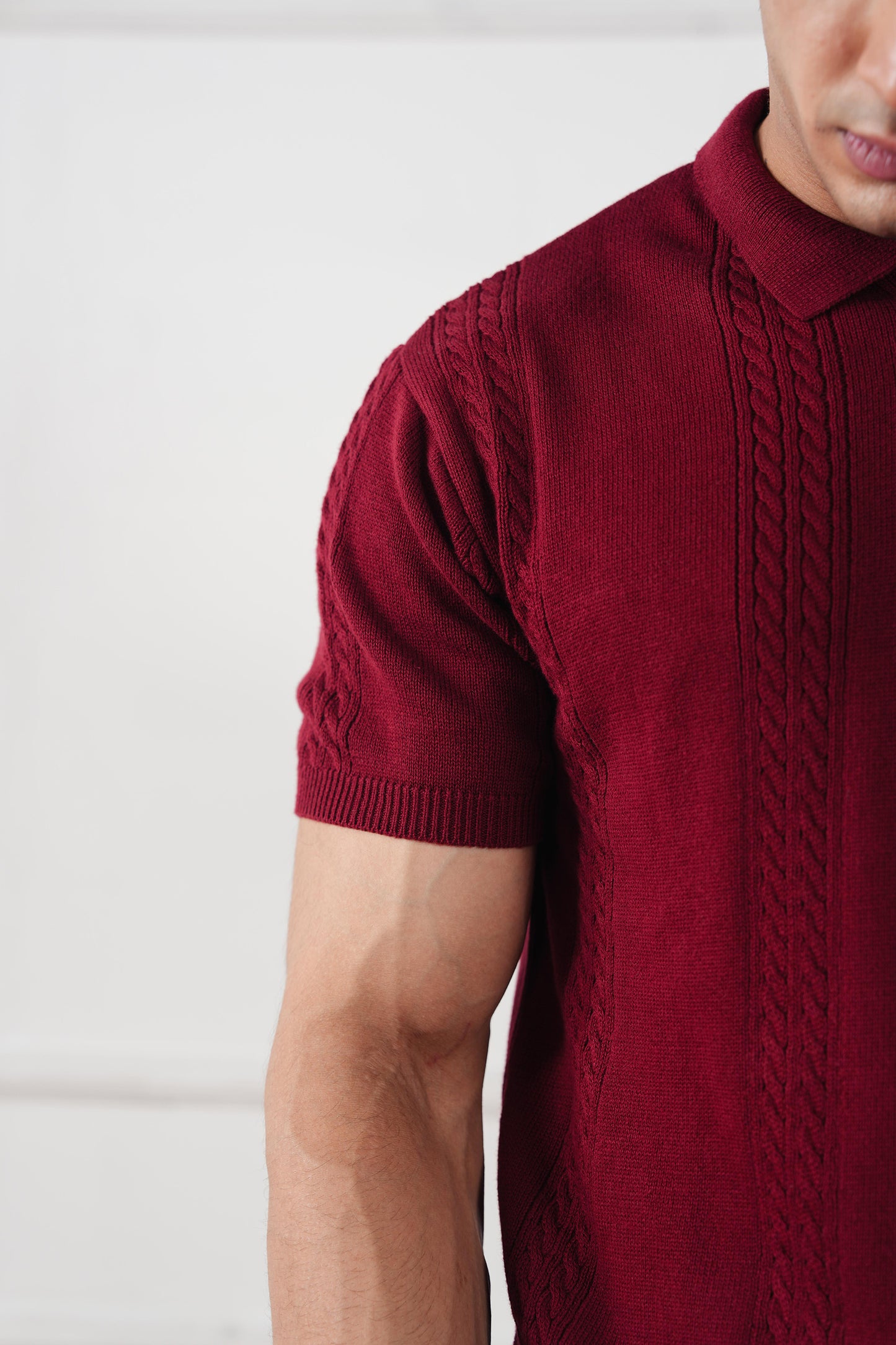 Cable Knit Polo Sweater (MKP-08)