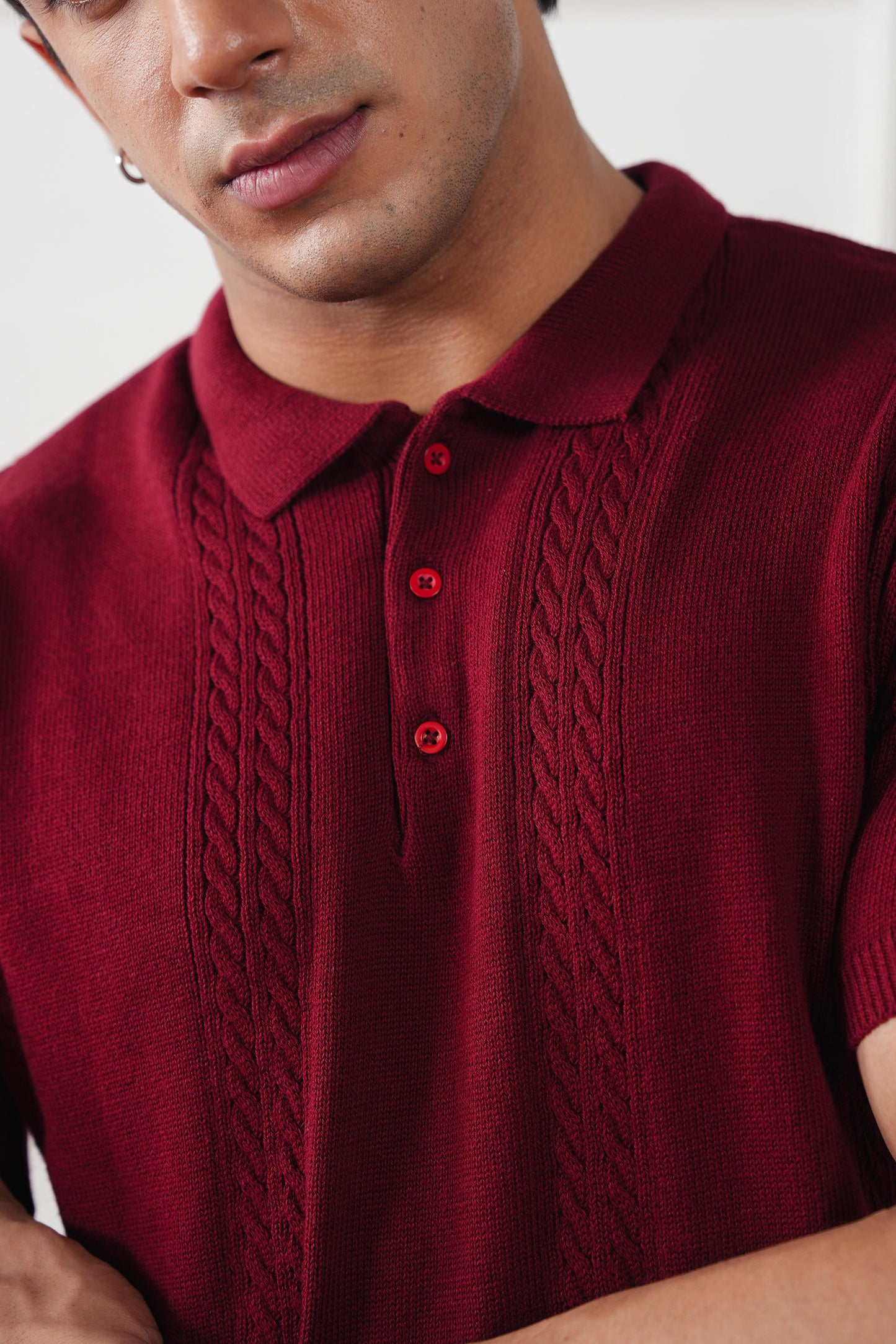 Cable Knit Polo Sweater (MKP-08)