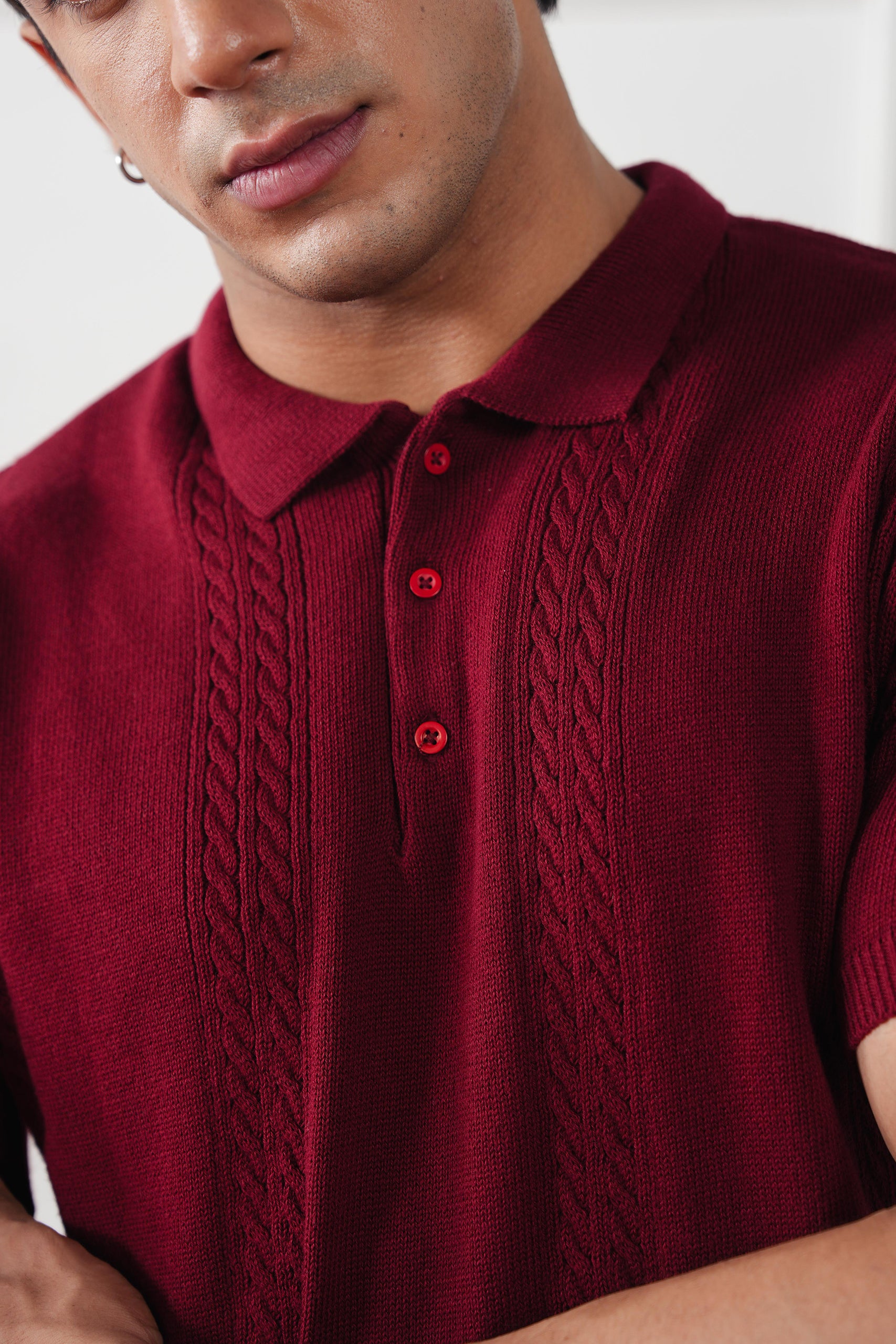Cable Knit Polo Shirt (MKP-08)