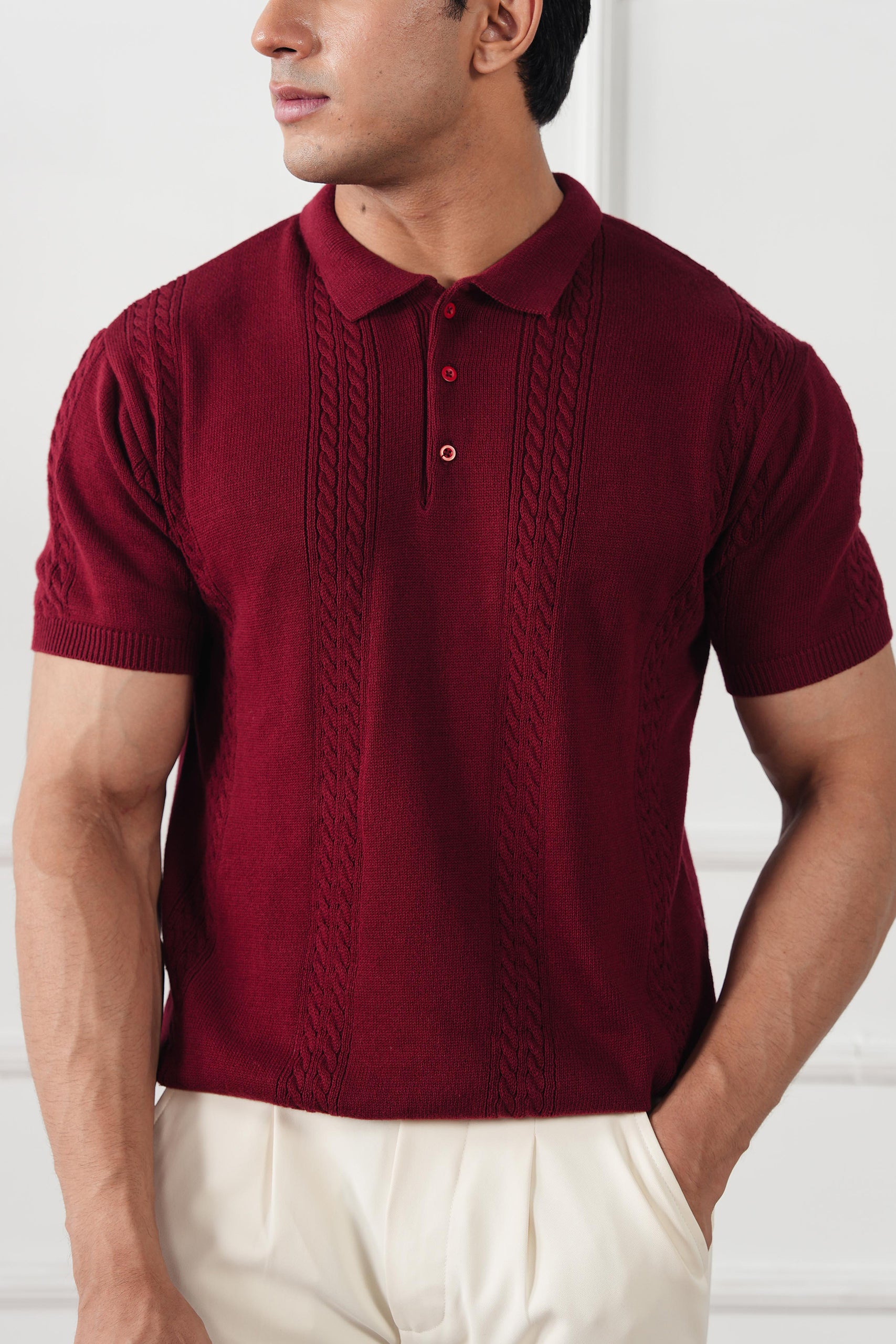 Cable Knit Polo Shirt (MKP-08)