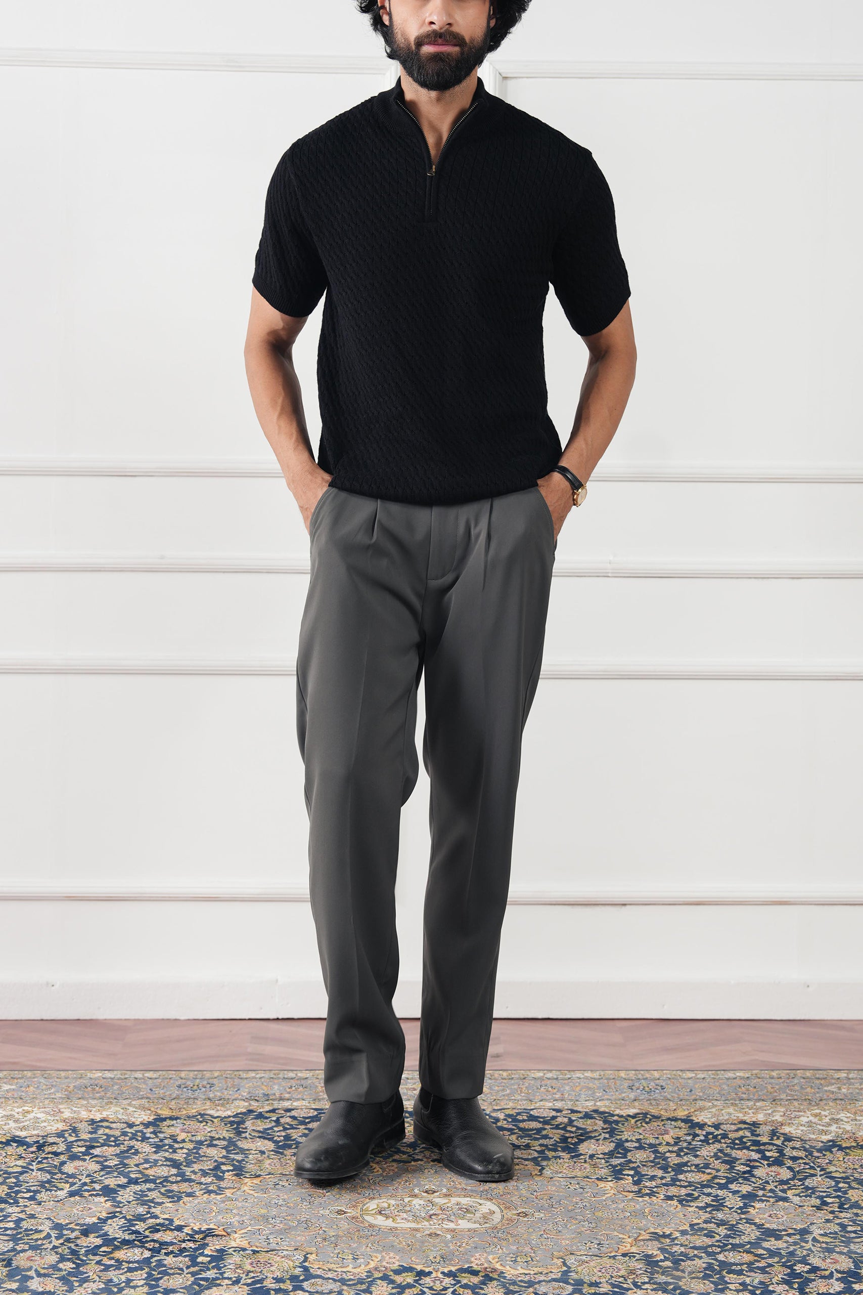 Mockneck Knit Polo Shirt (MKP-13)