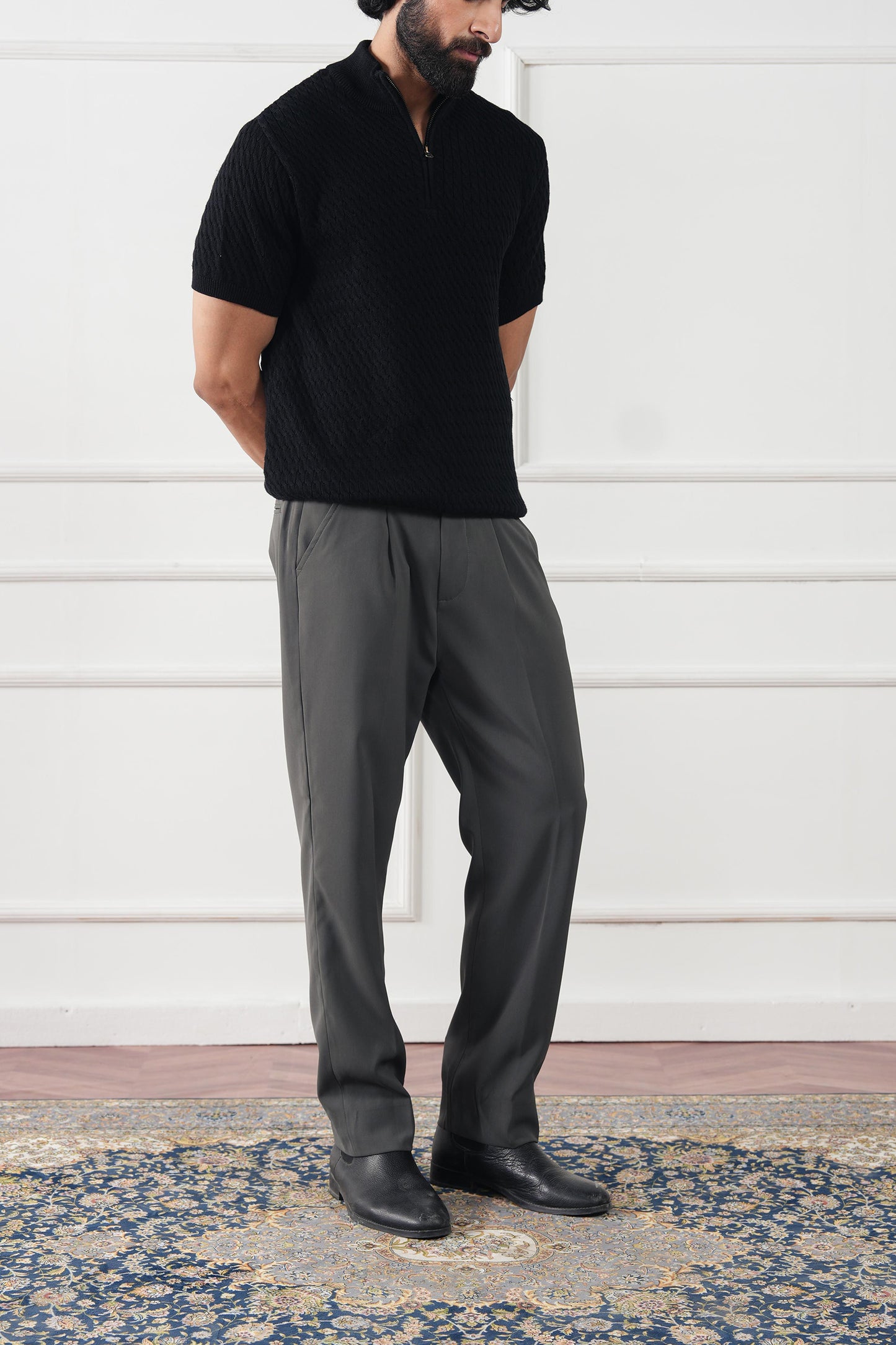 Mockneck Knit Polo Sweater (MKP-13)