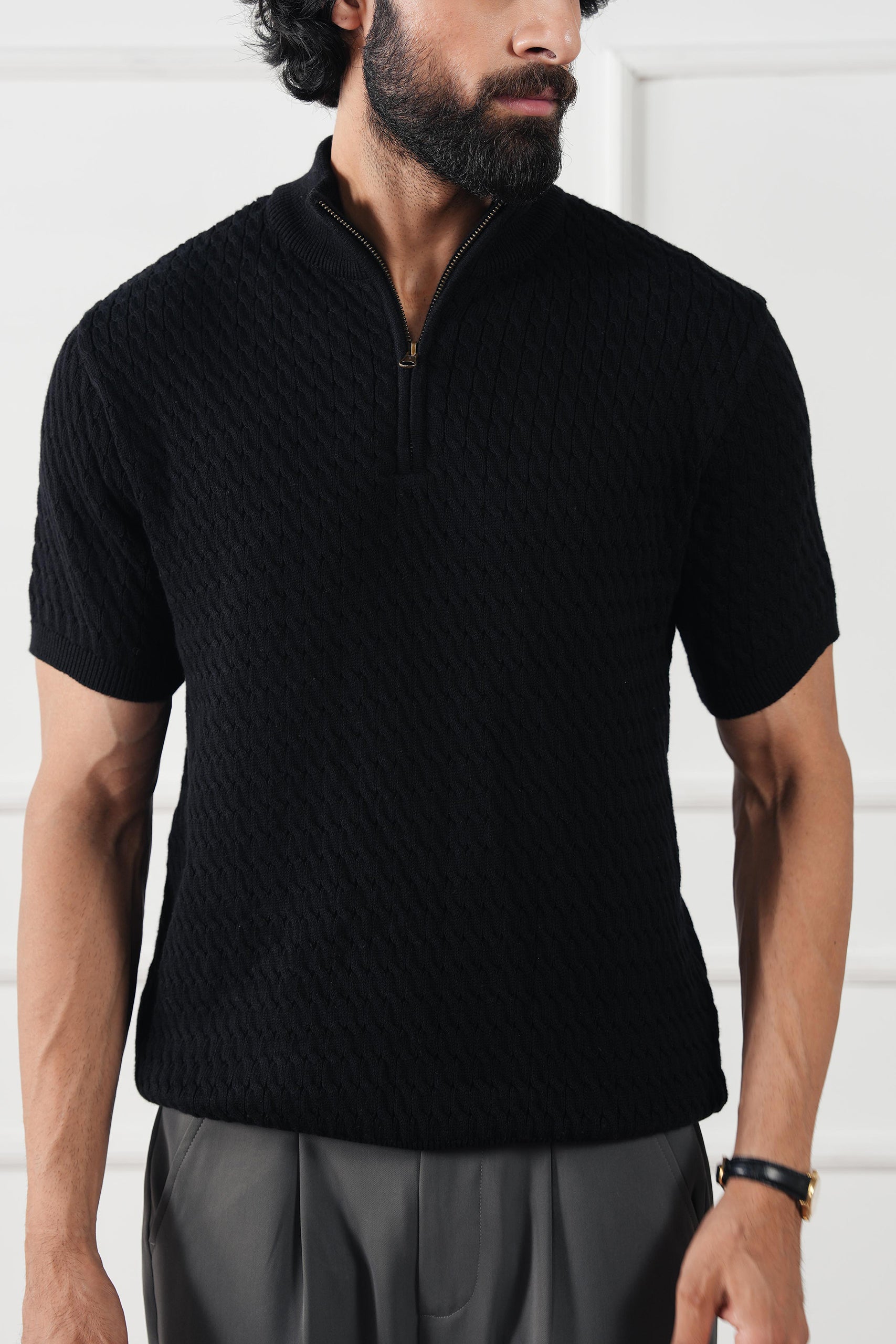 Mockneck Knit Polo Shirt (MKP-13)