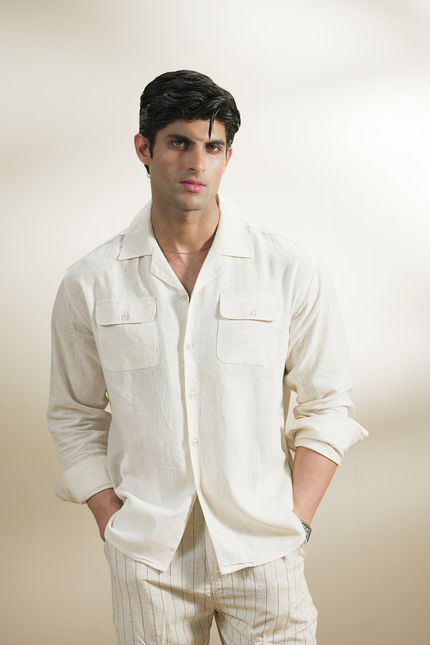 Double Pocket Linen Shirt (MCS-07)