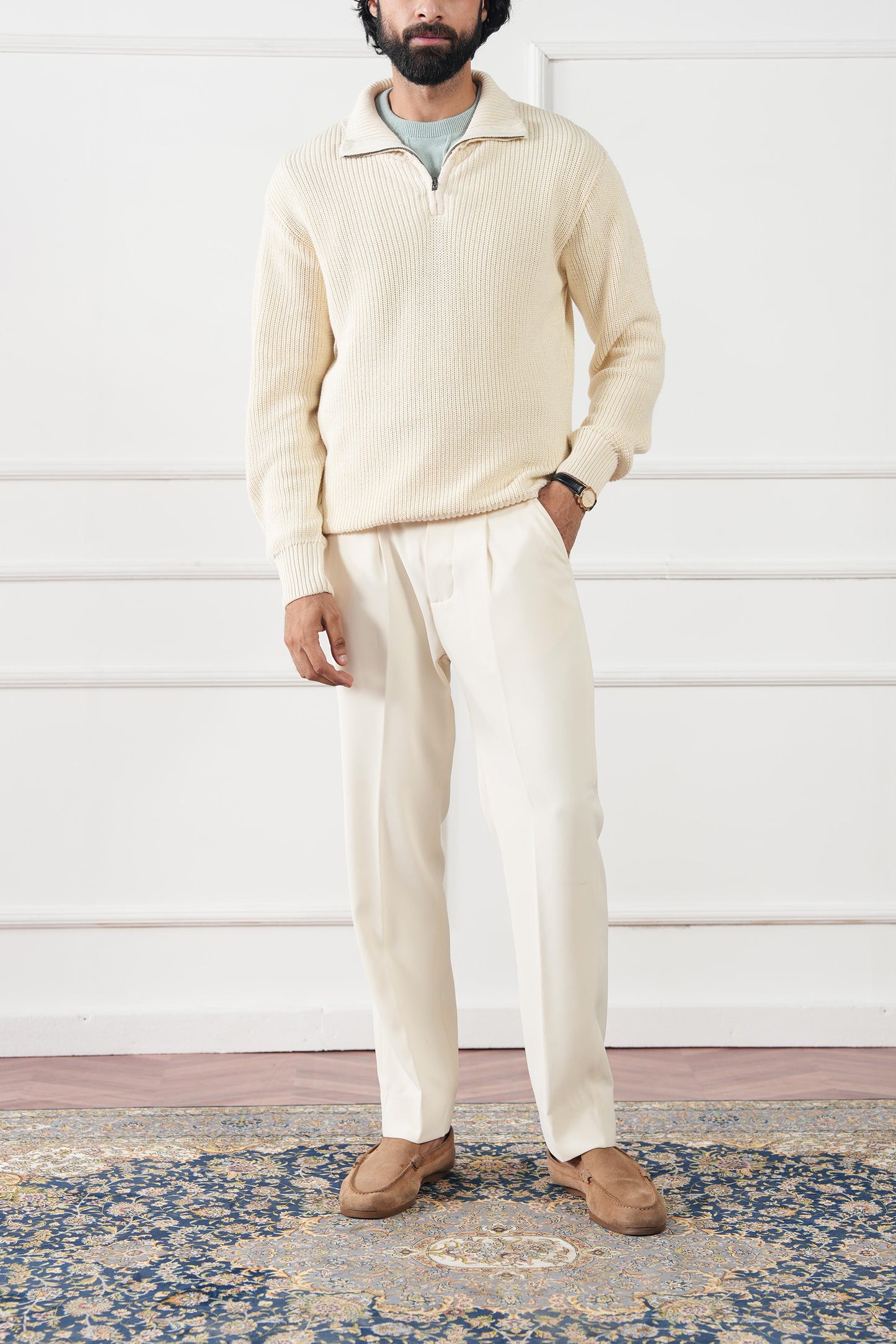 Quarter Zip Knit Sweater (MKZ-02)