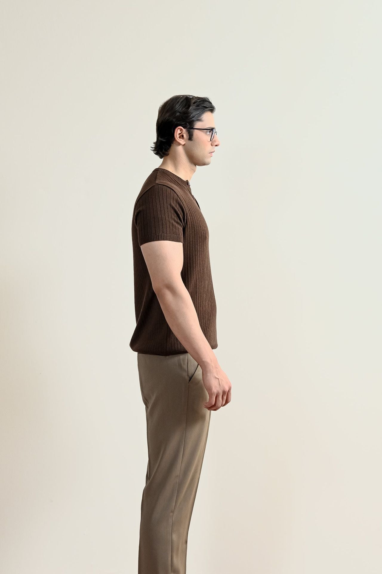 Drop Needle Knit Henley Shirt (MKH-17)