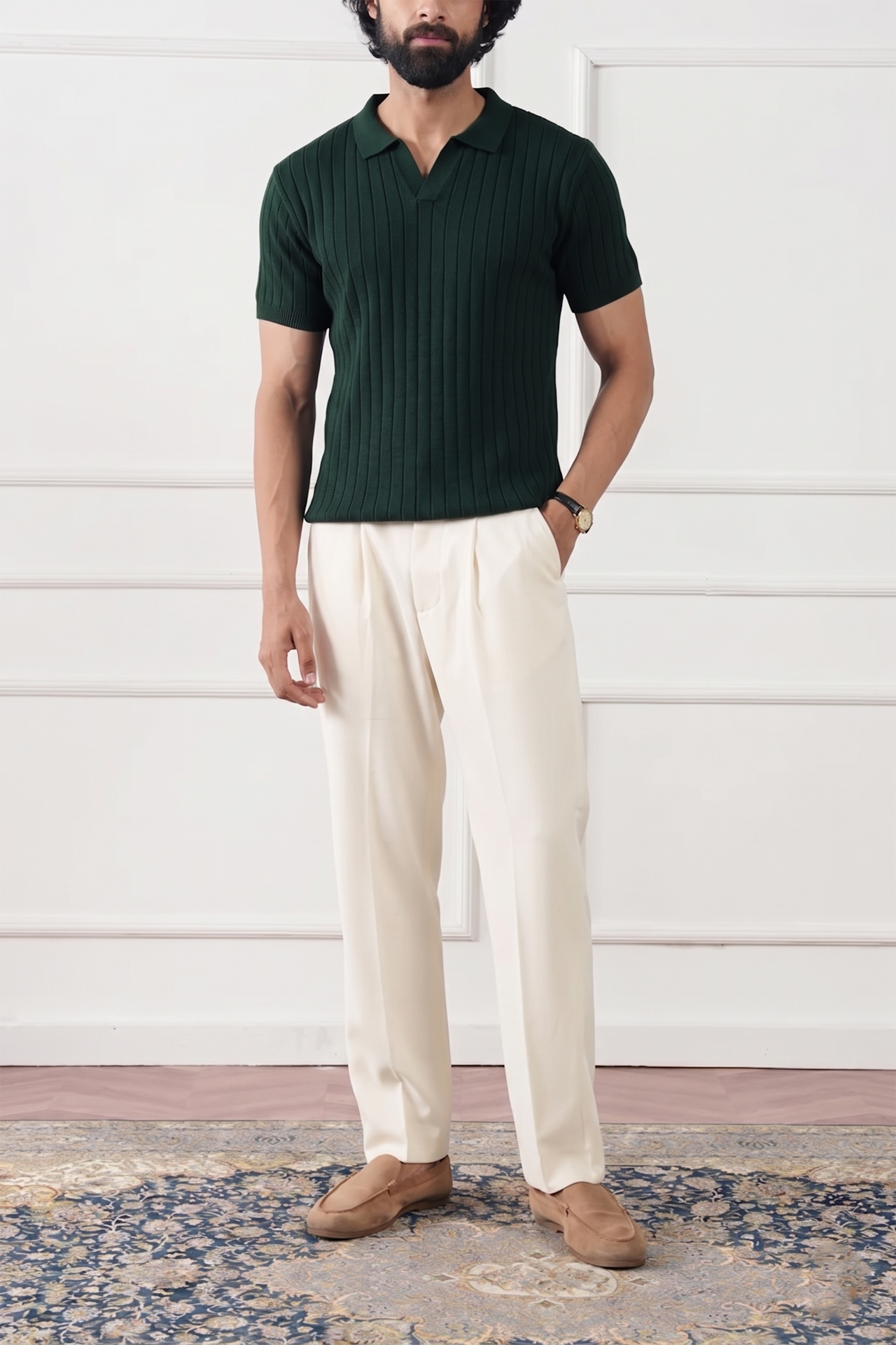 Drop Needle Knit Polo Shirt (MKP-12)